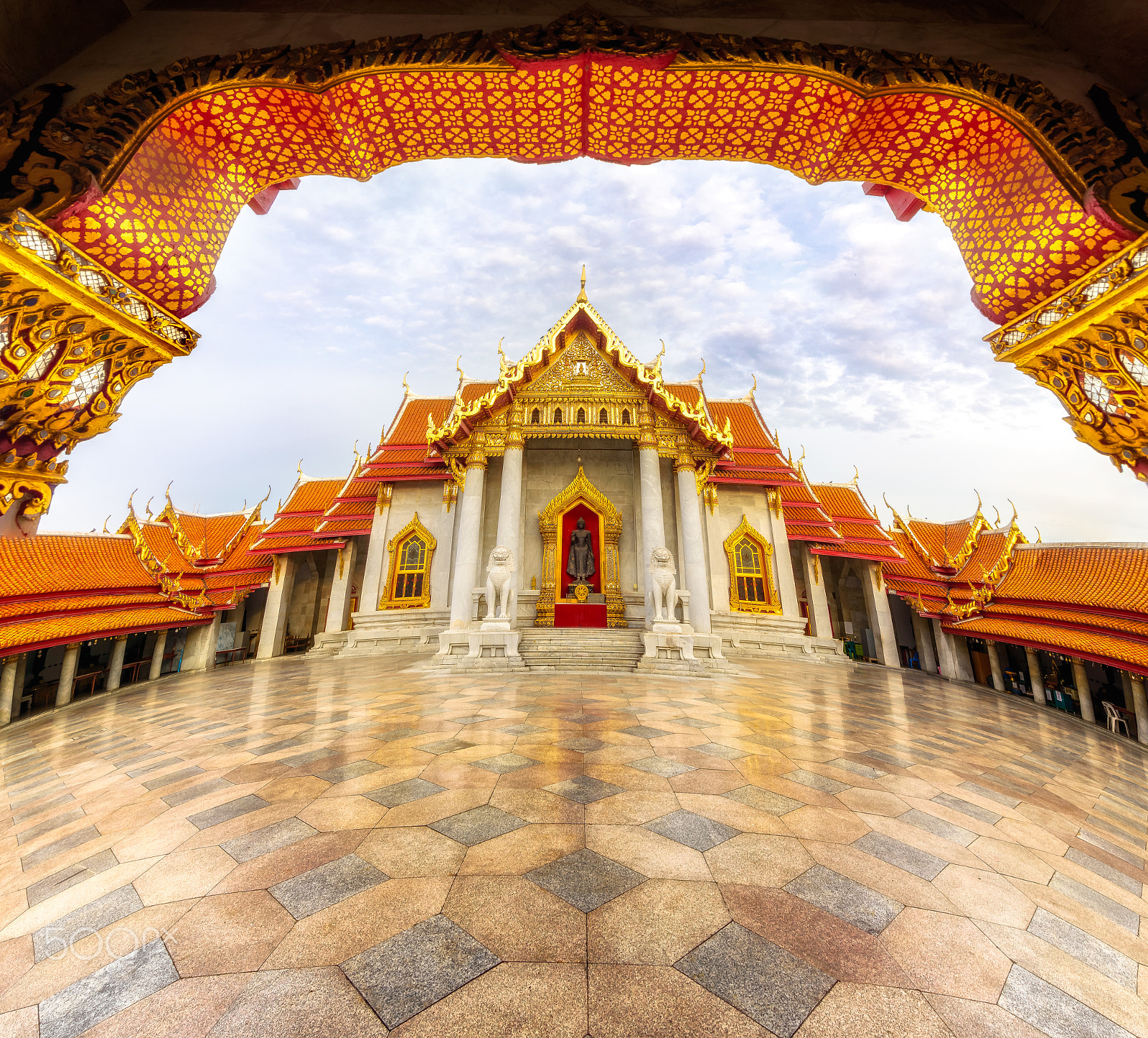 Nikon D750 sample photo. Benchamabophit temple in big wide angle view in bangkok, thailan photography