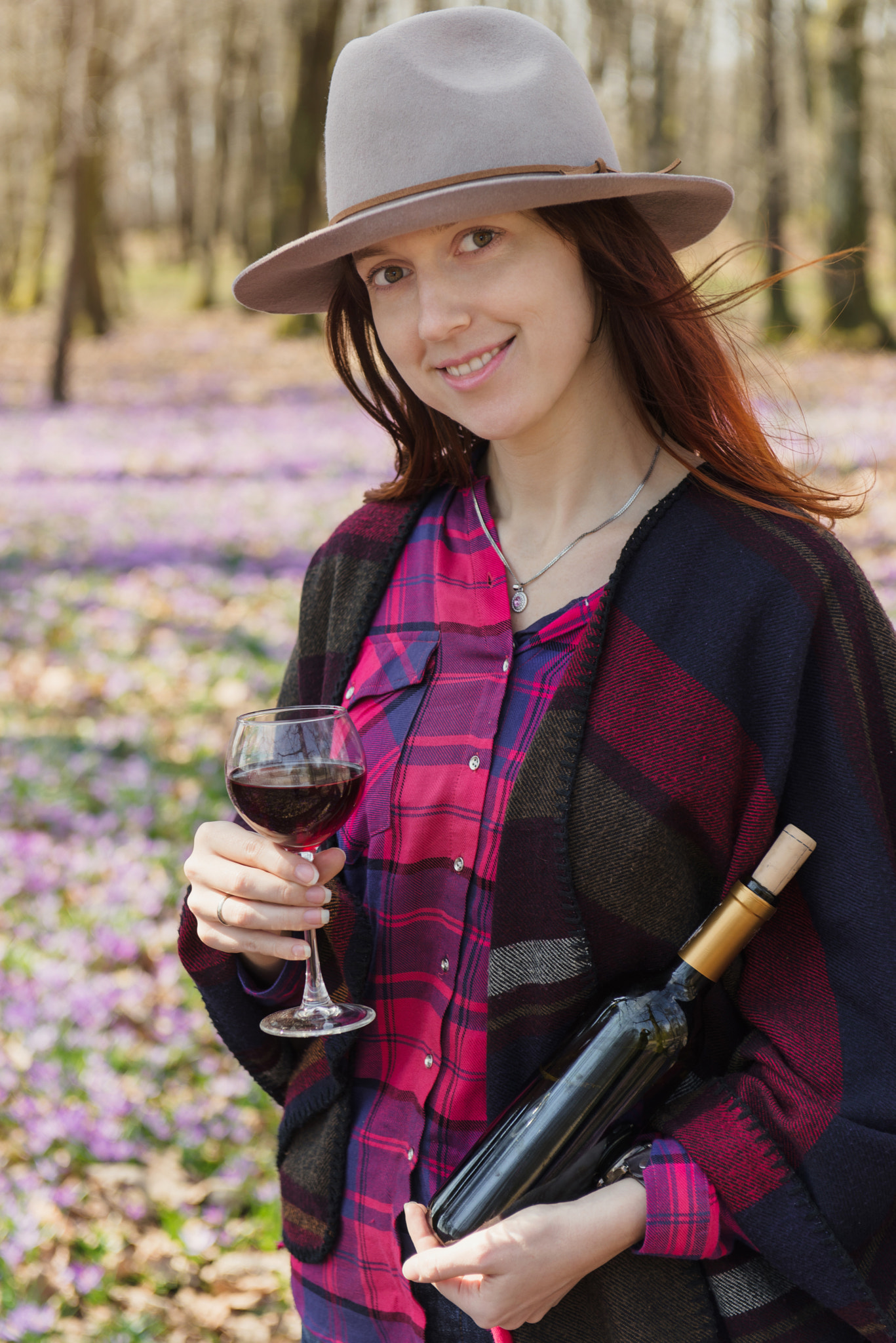 Nikon AF-S Nikkor 24-70mm F2.8G ED sample photo. Young woman enjoying red wine outdoors photography