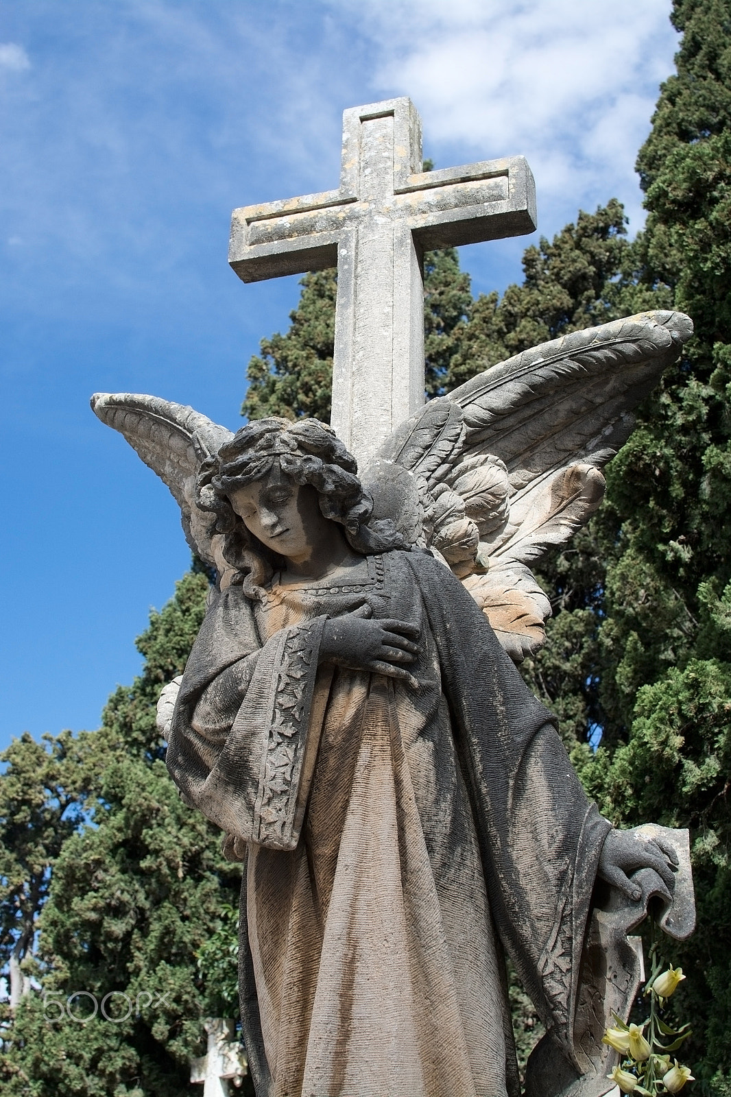 Nikon D7100 sample photo. Palma cemetery angel sculpture photography