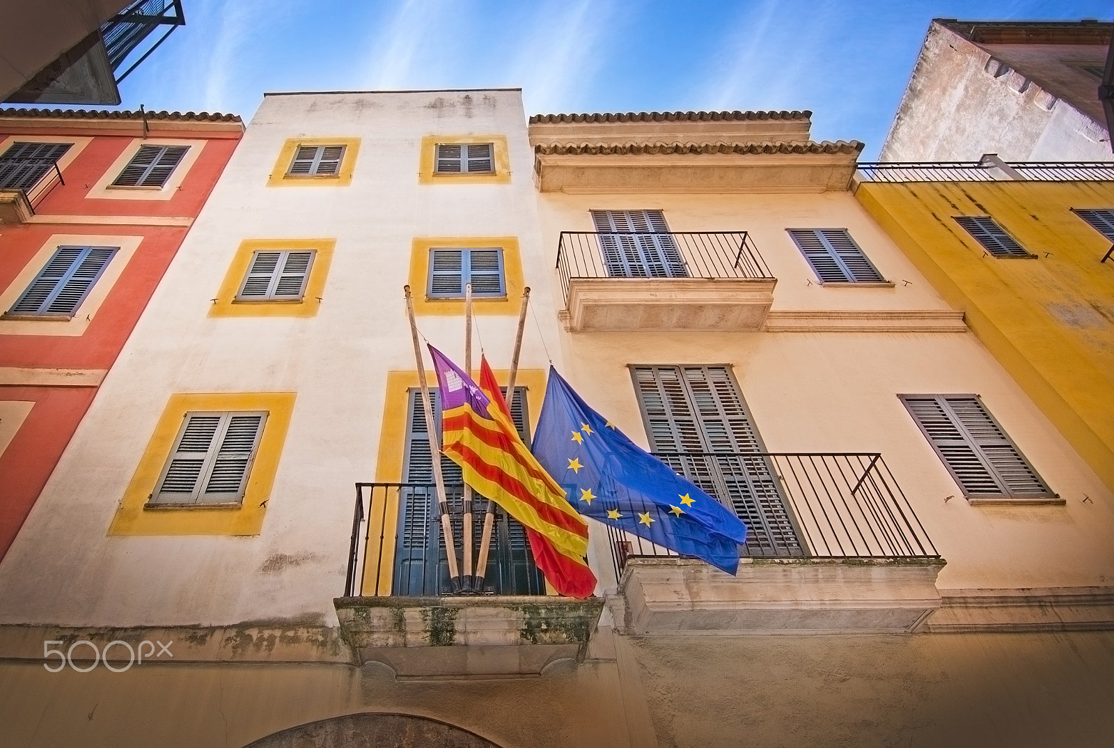 Nikon AF-S Nikkor 28-70mm F2.8 ED-IF sample photo. Balearic, spanish and eu flags photography