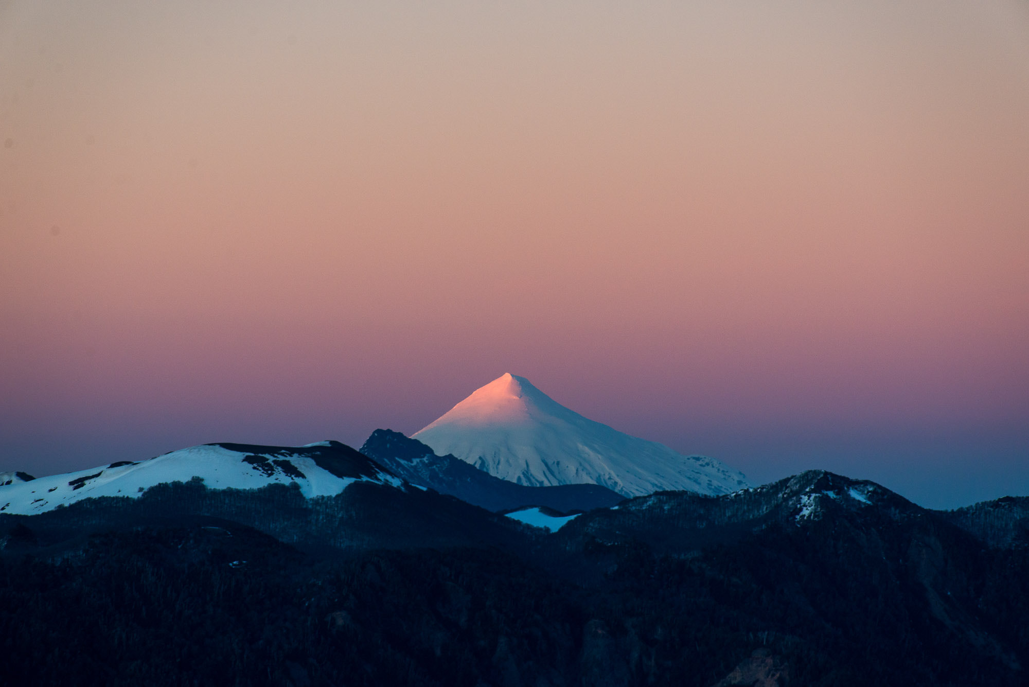 Nikon D610 sample photo. Sunrise at volcano villarica, chile photography