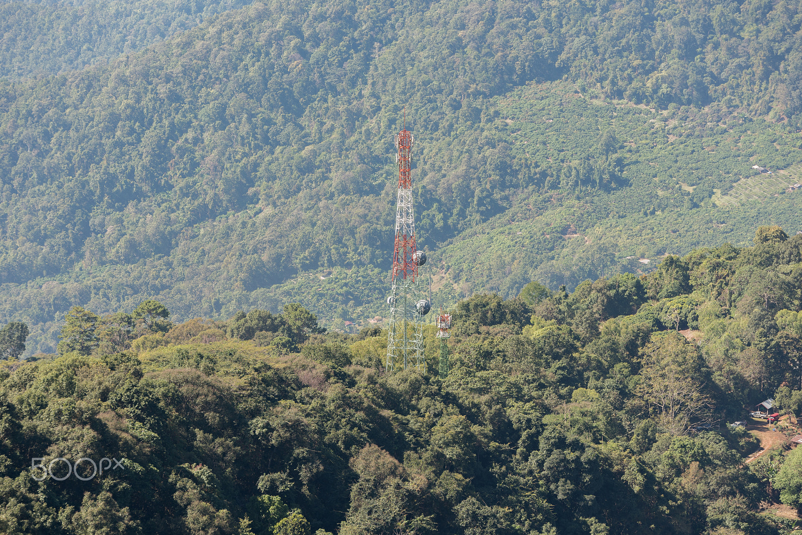 Tamron SP 70-200mm F2.8 Di VC USD sample photo. Microwave antena on the mountain over forest. photography