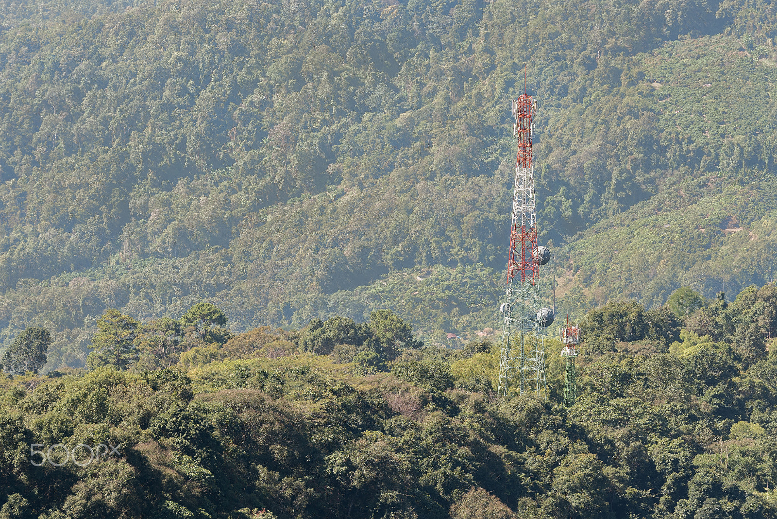 Tamron SP 70-200mm F2.8 Di VC USD sample photo. Microwave antena on the mountain over forest. photography