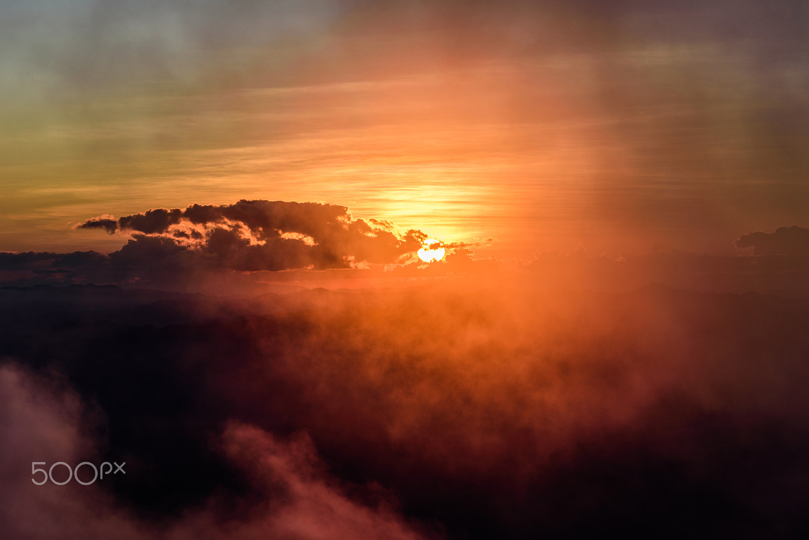 Nikon D750 + Tamron SP 70-200mm F2.8 Di VC USD sample photo. Orange sky by sunrise behind the cloud. photography