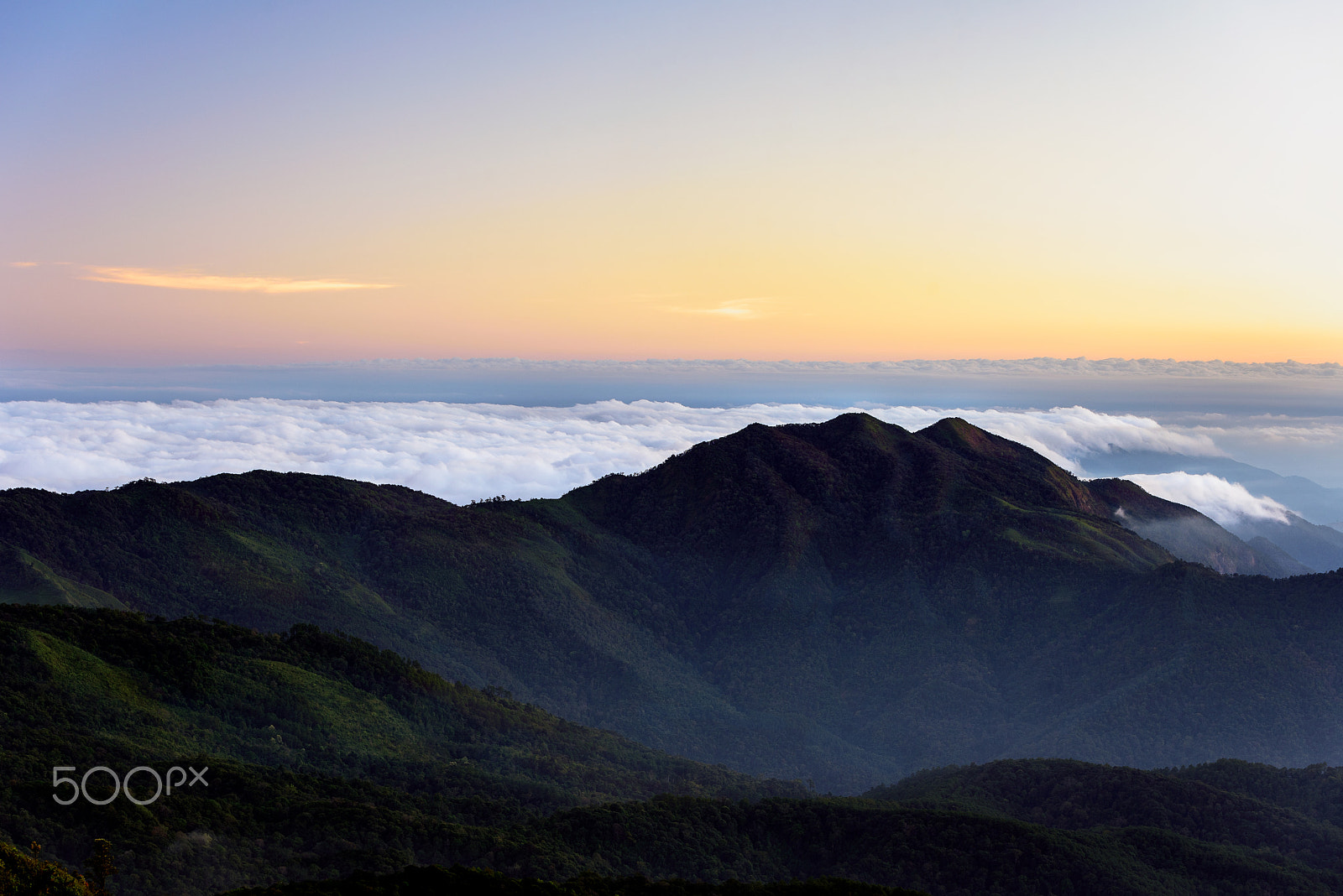 Nikon D750 + Tamron SP 70-200mm F2.8 Di VC USD sample photo. Beautiful pastel sky over the mountain in sunset time. photography