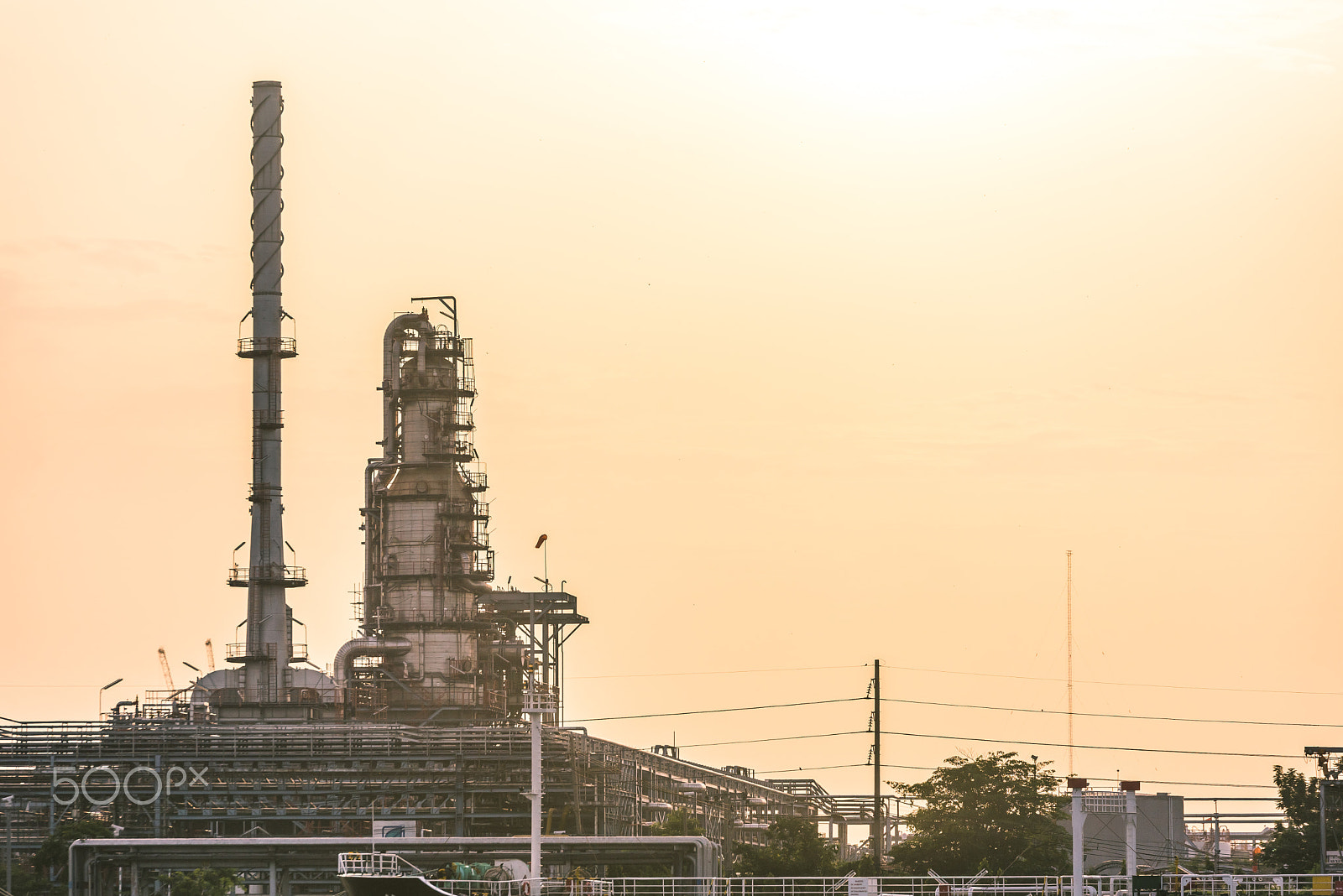 Nikon D750 + Tamron SP 70-200mm F2.8 Di VC USD sample photo. Chimney and smokestack of oil refinery. photography