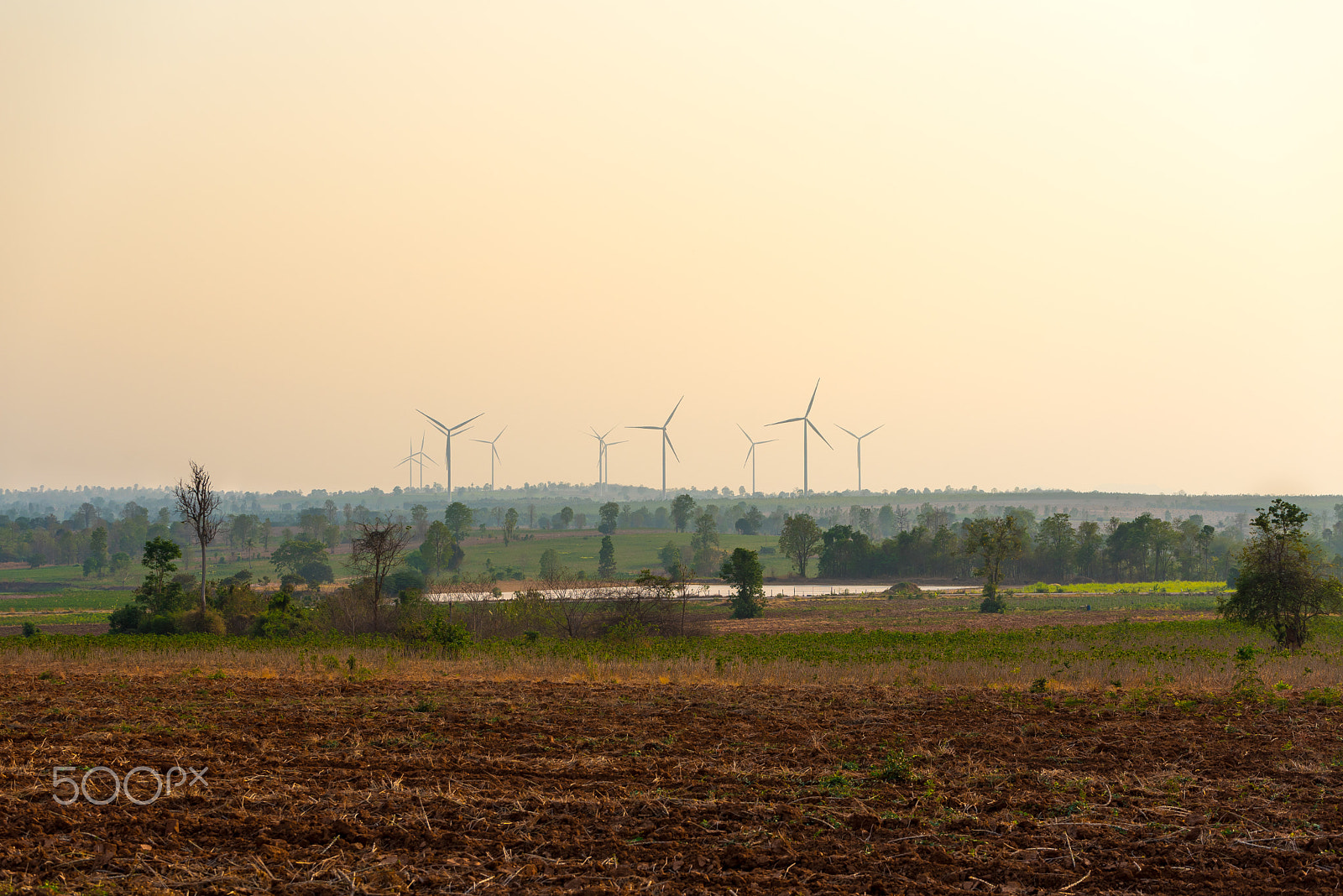 Nikon D750 + Tamron SP 70-200mm F2.8 Di VC USD sample photo. Group of wind turbines over the field. photography
