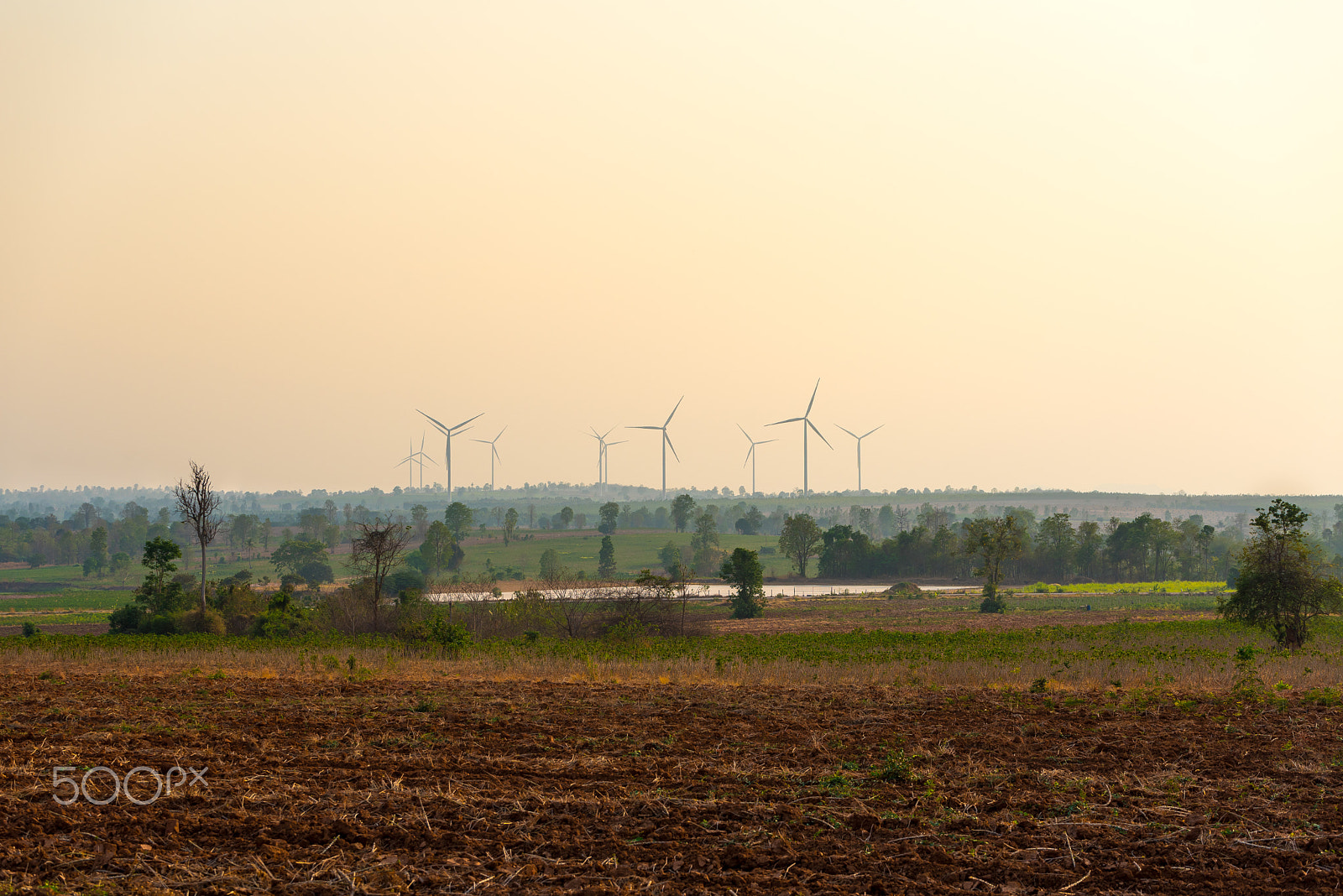 Tamron SP 70-200mm F2.8 Di VC USD sample photo. Group of wind turbines over the field. photography