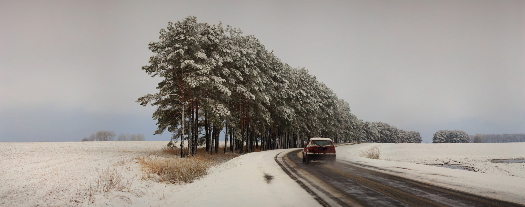Canon EOS 6D sample photo. Traffic on the road in bad weather conditions in winter photography