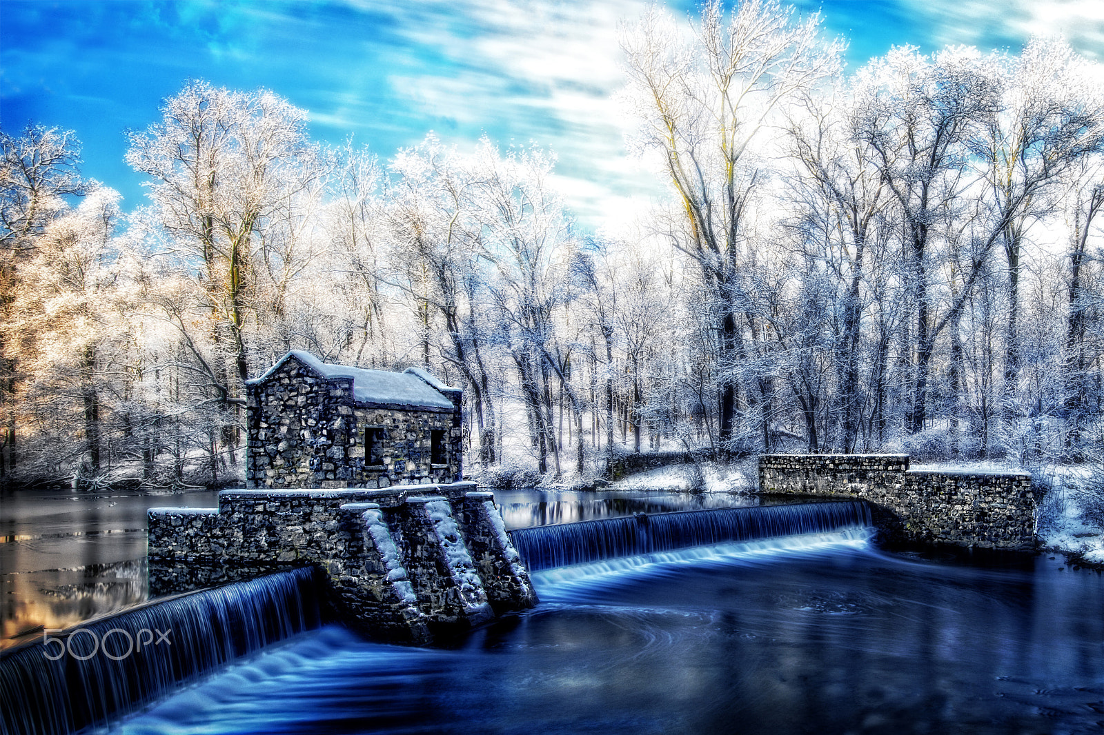 Nikon D800E sample photo. Speedwell lake and falls in wintrer photography