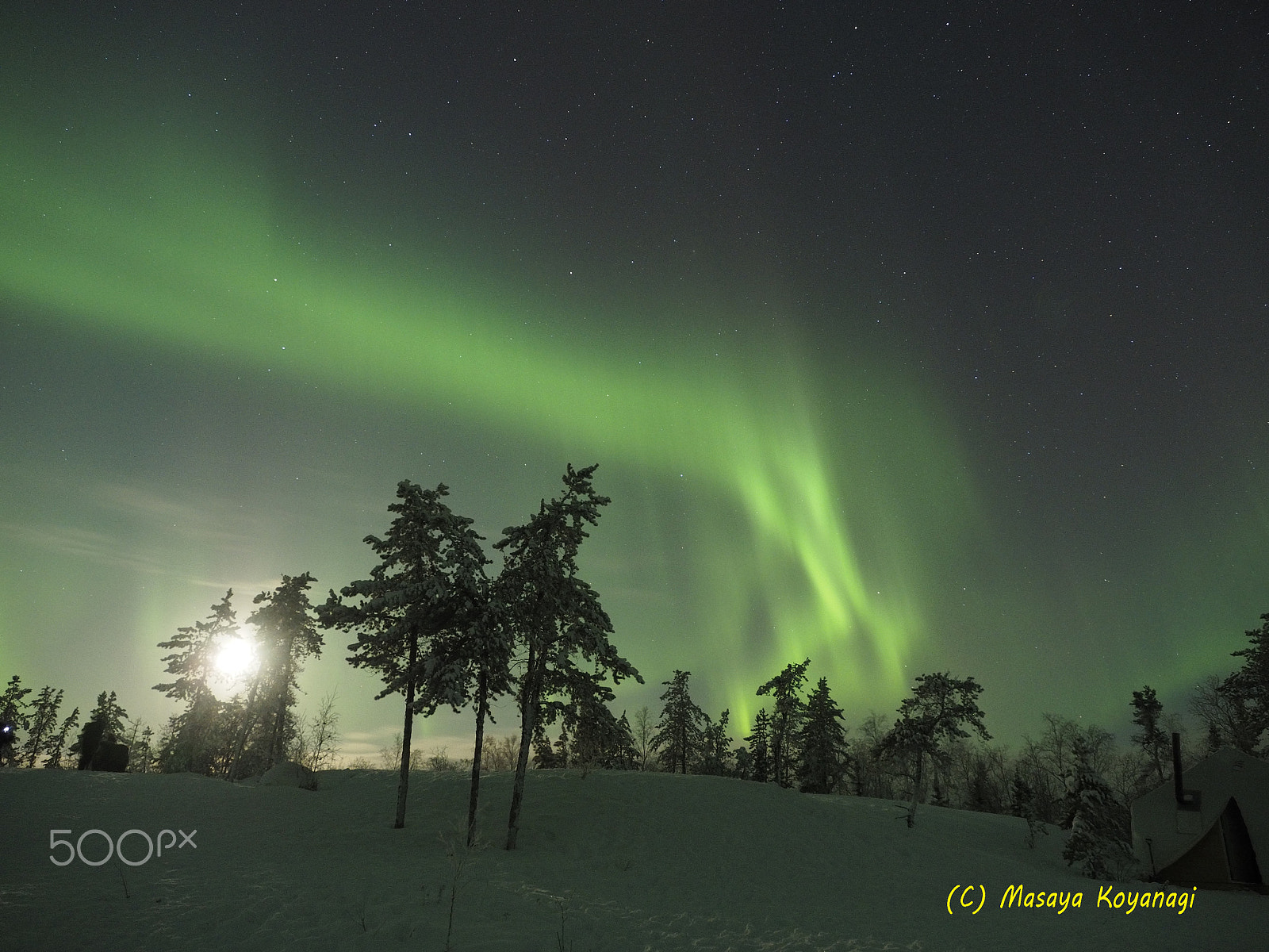 Olympus OM-D E-M5 II sample photo. Aurora with moon 1 photography