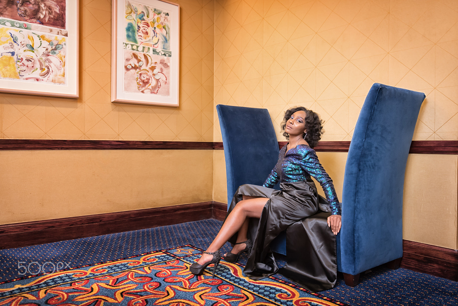 Tamron SP 15-30mm F2.8 Di VC USD sample photo. Blue suede chair photography