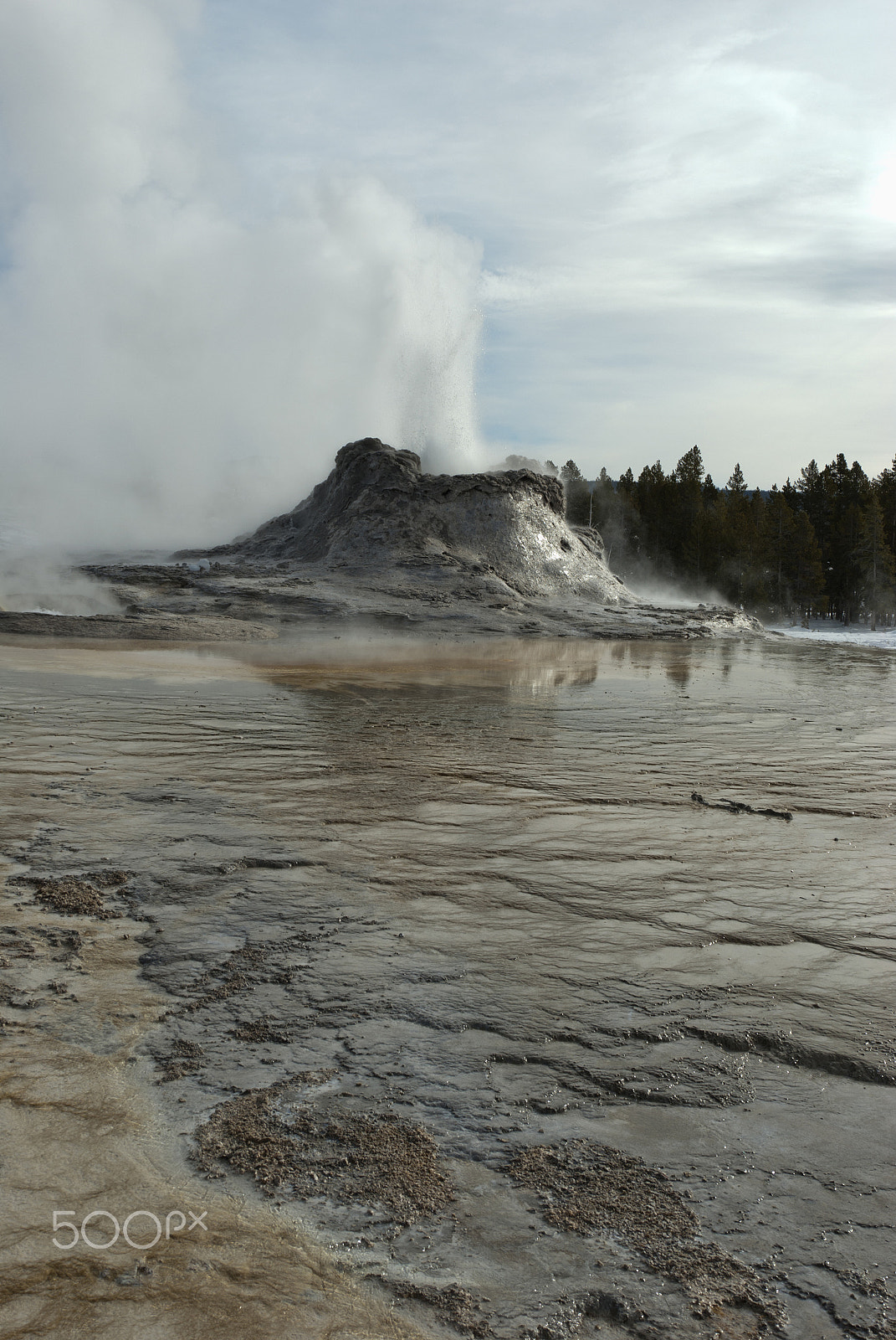 Nikon D200 sample photo. Castle geyser, yellowstone np photography