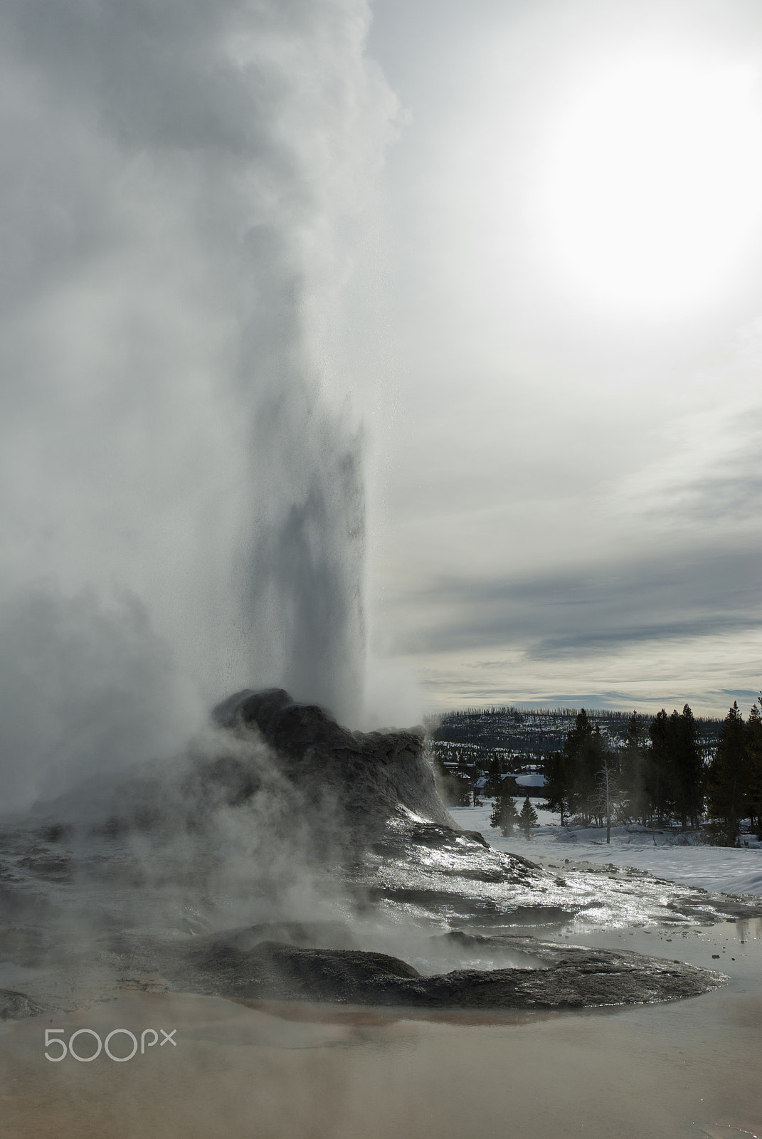 Nikon D200 sample photo. Castle geyser, yellowstone np photography