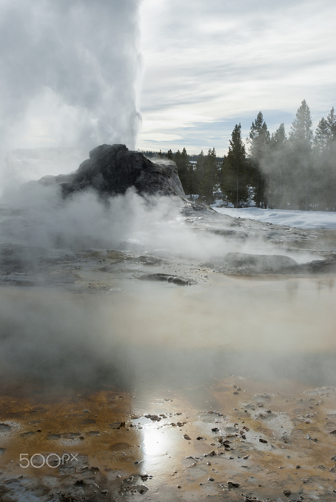 Nikon D200 sample photo. Castle geyser, yellowstone np photography