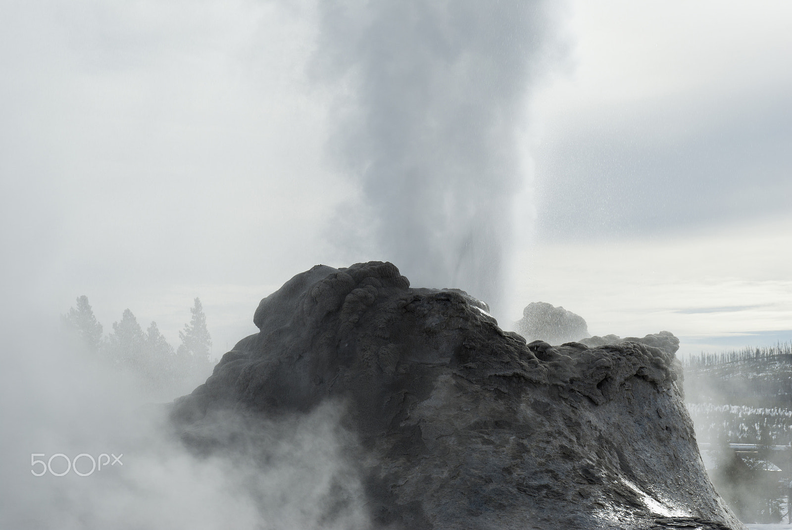 Nikon D200 sample photo. Castle geyser, yellowstone np photography