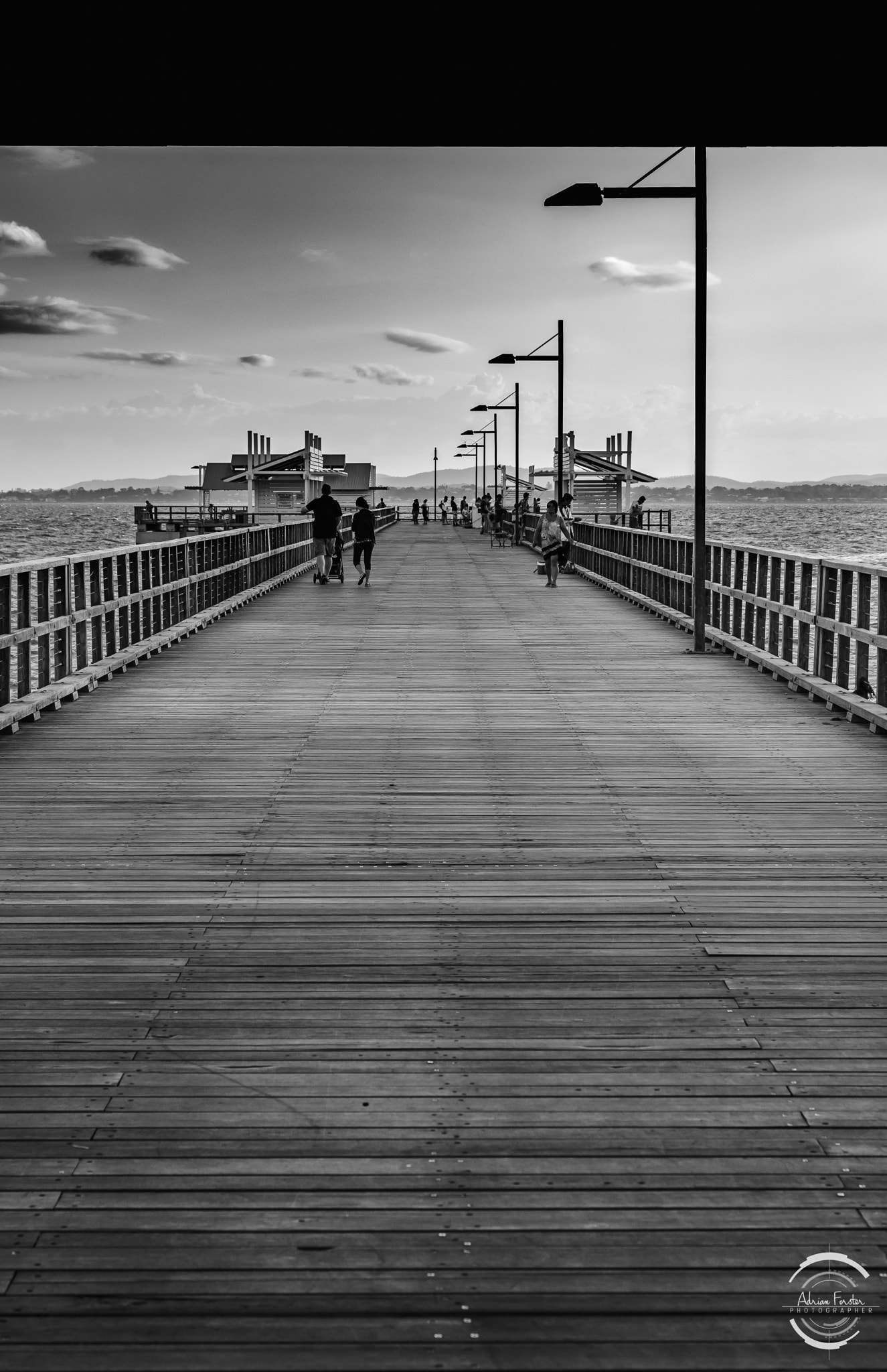 Nikon D7200 + Sigma 50mm F1.4 DG HSM Art sample photo. Pier bw logo photography