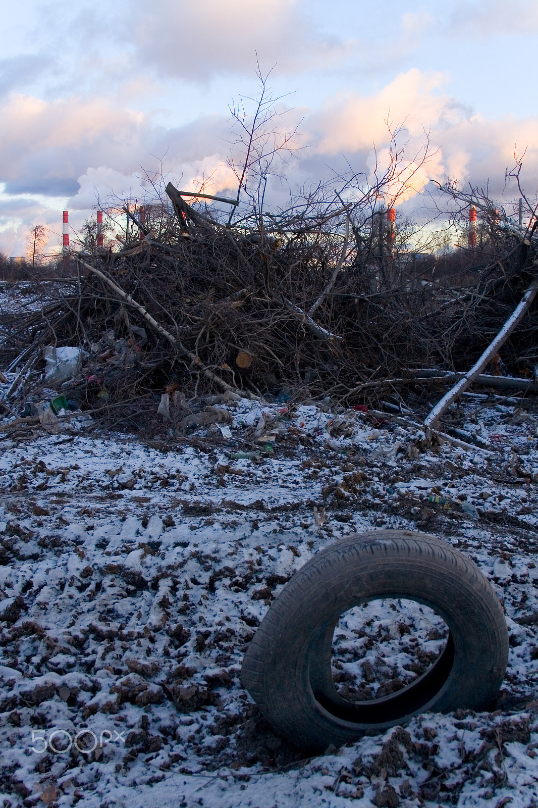 Canon EF 24-85mm F3.5-4.5 USM sample photo. The felled trees against the background of the smoking pipes of photography