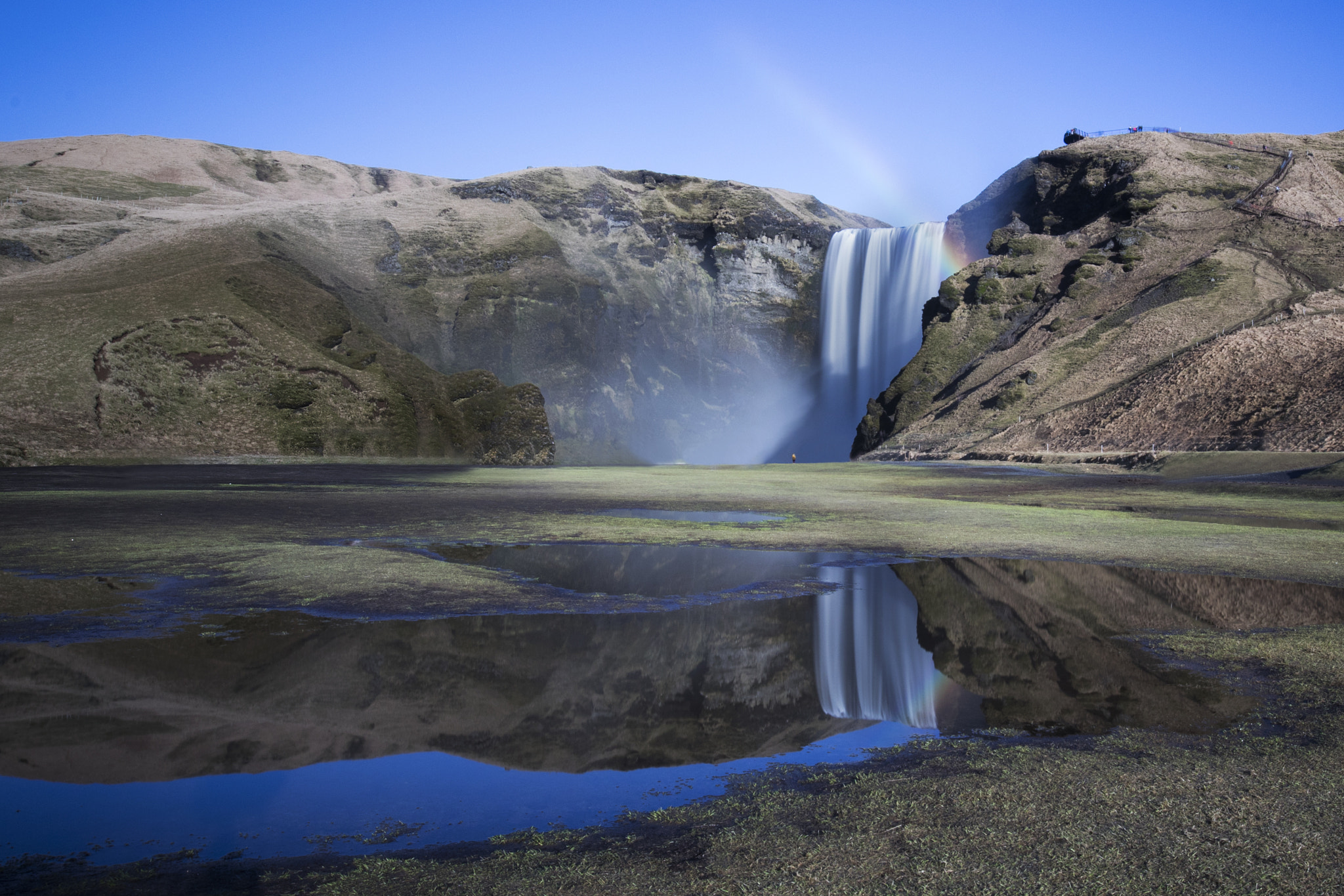 Canon EF 16-35mm F4L IS USM sample photo. Skógafoss and its reflection photography