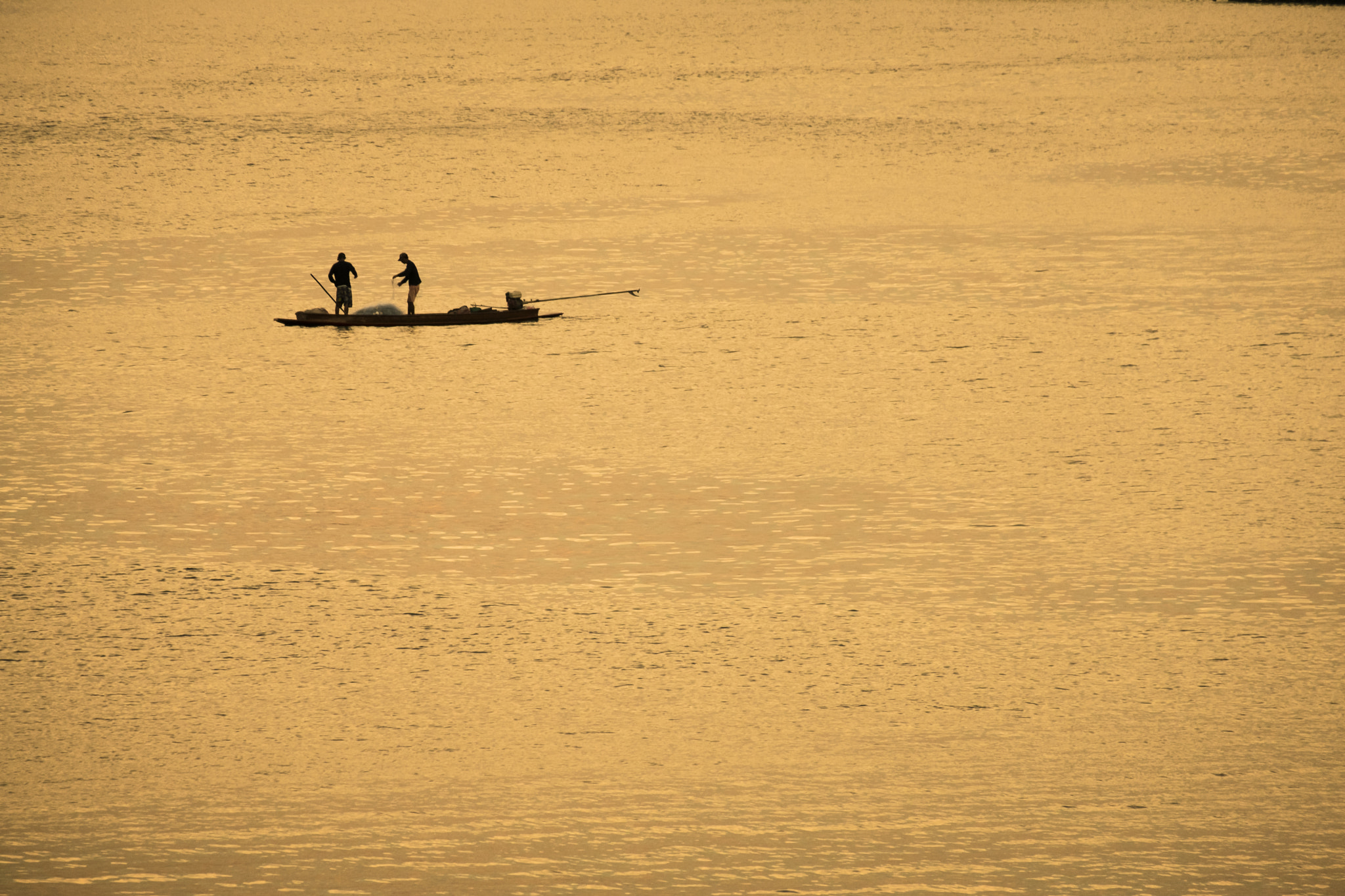 Fujifilm X-T20 sample photo. Fishermen in boat on morning sunrise photography