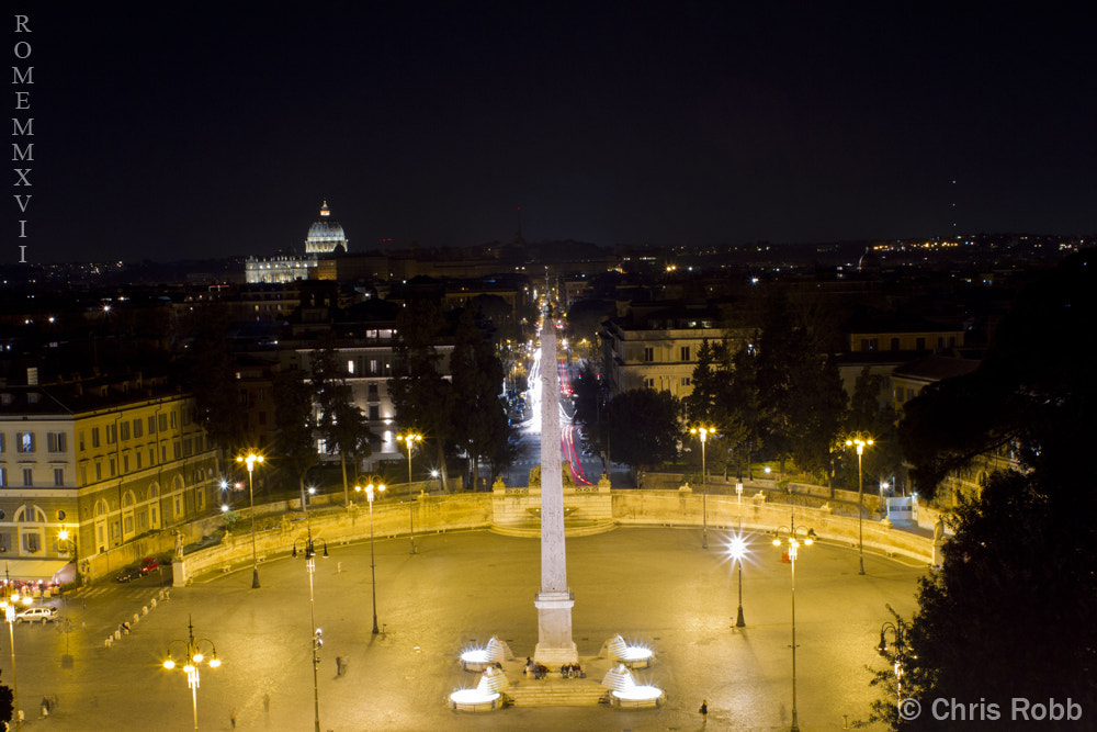 Canon EOS 7D + Canon EF 28mm F2.8 sample photo. Piazza del popolo at night photography