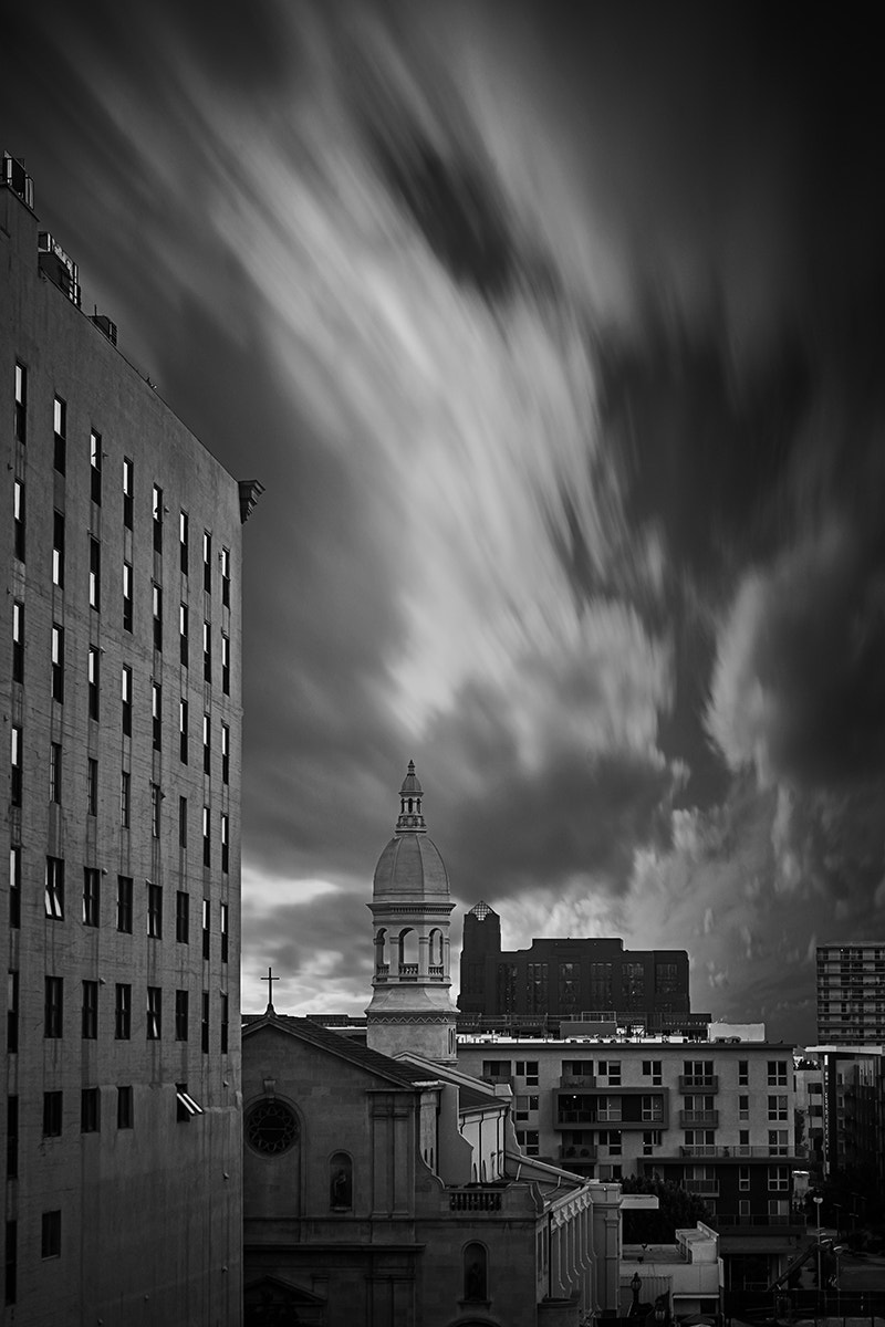 Fujifilm X-T1 + Fujifilm XF 56mm F1.2 R sample photo. City scape w le sky web photography