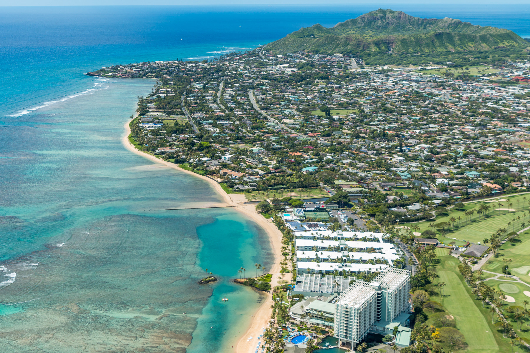 Canon EF 24-70mm F2.8L II USM sample photo. Waialae-kahala diamond head from helicopter photography