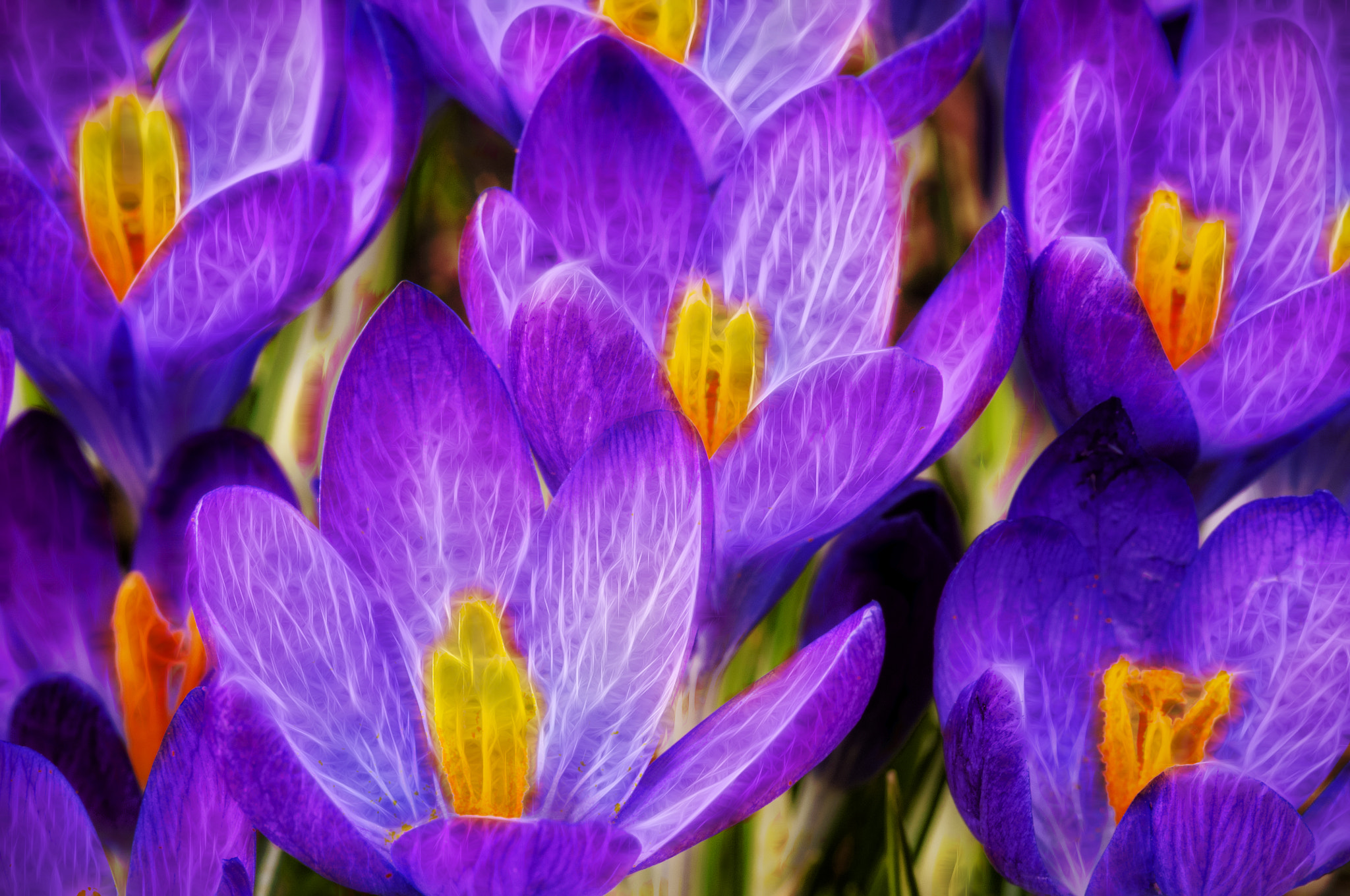 Nikon D300 + Nikon AF-S Micro-Nikkor 105mm F2.8G IF-ED VR sample photo. Neon crocus photography