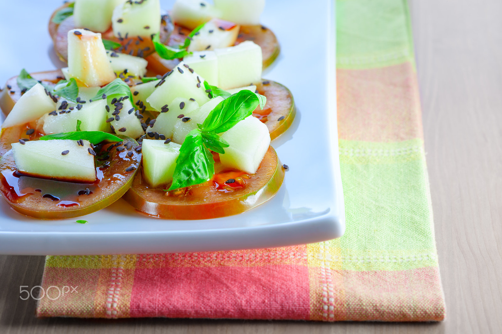 Canon EF 100mm F2.8 Macro USM sample photo. Tomato salad with melon photography