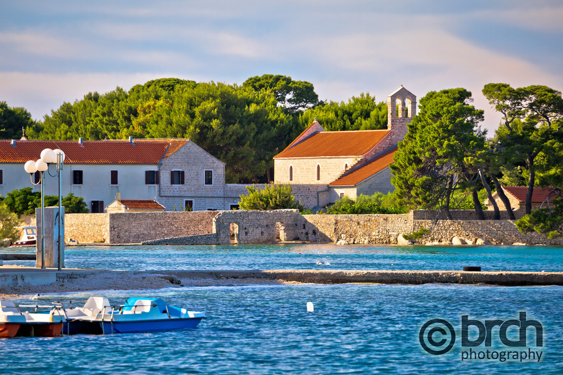Canon EF 70-300mm F4-5.6L IS USM sample photo. Ugljan island village old church and beach view photography
