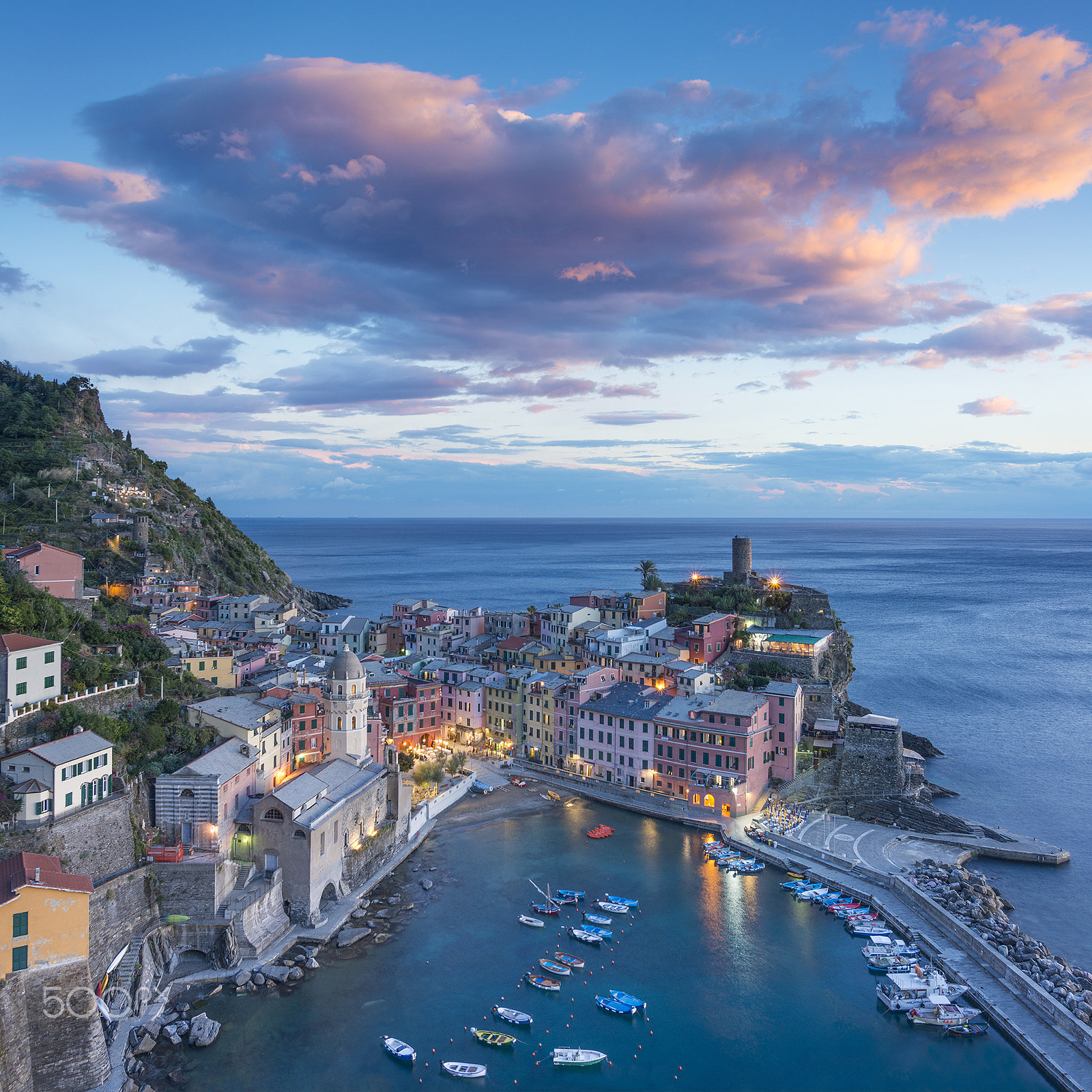 Nikon D800 + Nikon AF-S Nikkor 20mm F1.8G ED sample photo. Last light over vernazza, cinque terre, italy photography