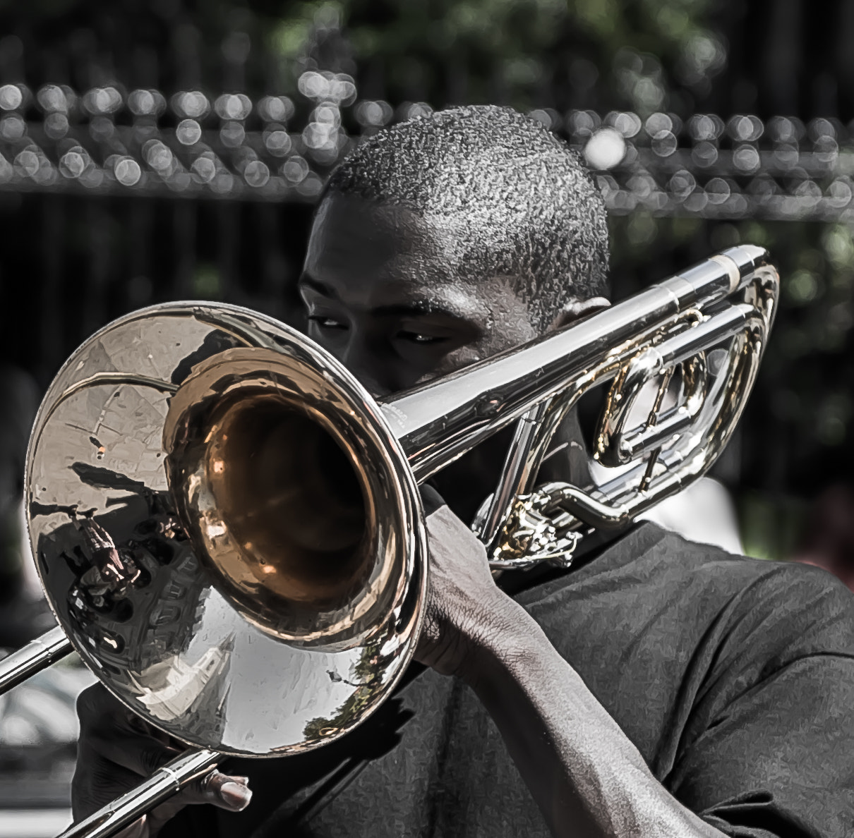 Nikon AF-S Nikkor 24-70mm F2.8G ED sample photo. New orleans trombone photography