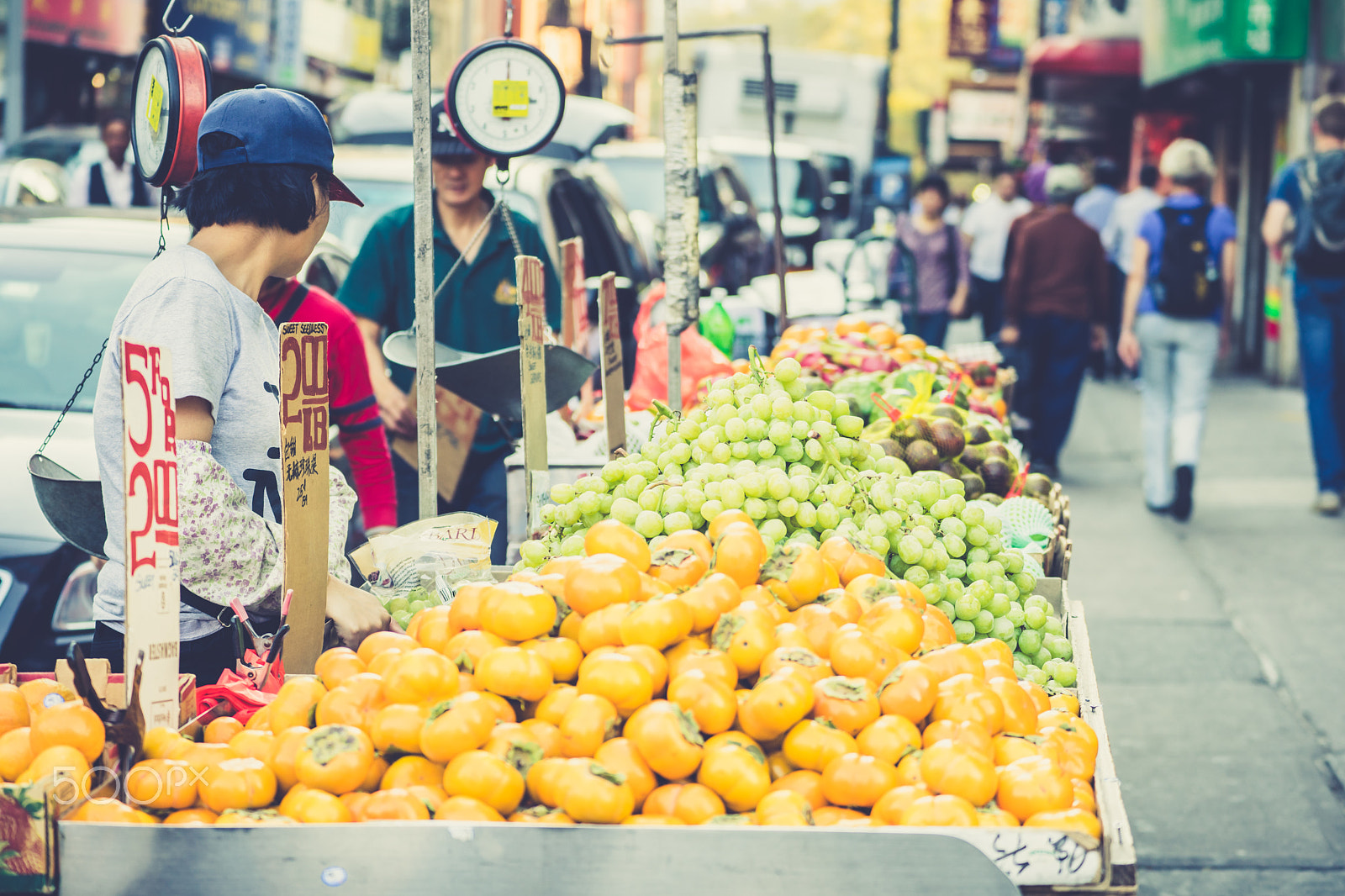 Sony a7 II + Tamron SP 70-300mm F4-5.6 Di USD sample photo. A fruit counter in china town photography