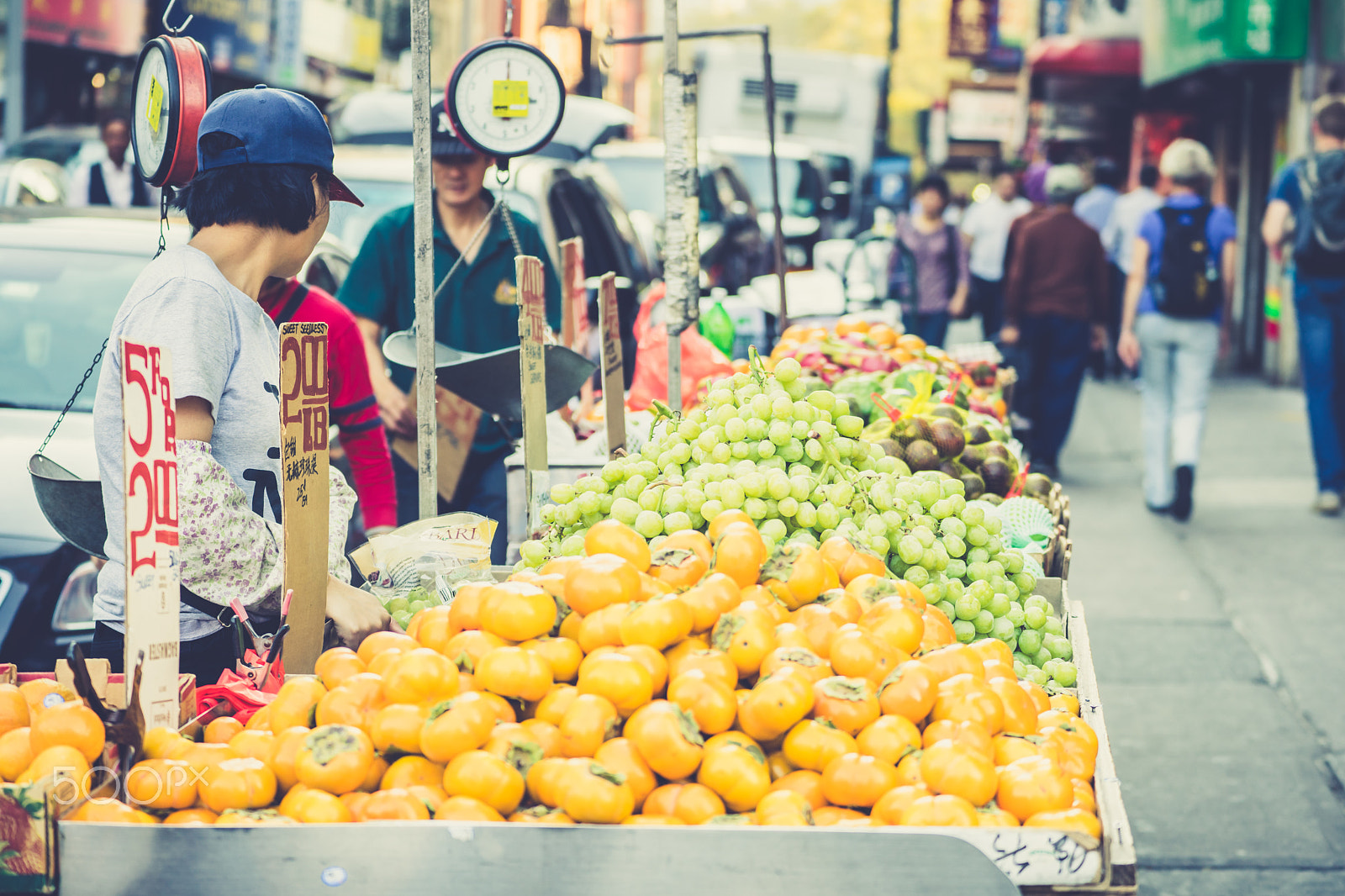 Tamron SP 70-300mm F4-5.6 Di USD sample photo. A fruit counter in china town photography