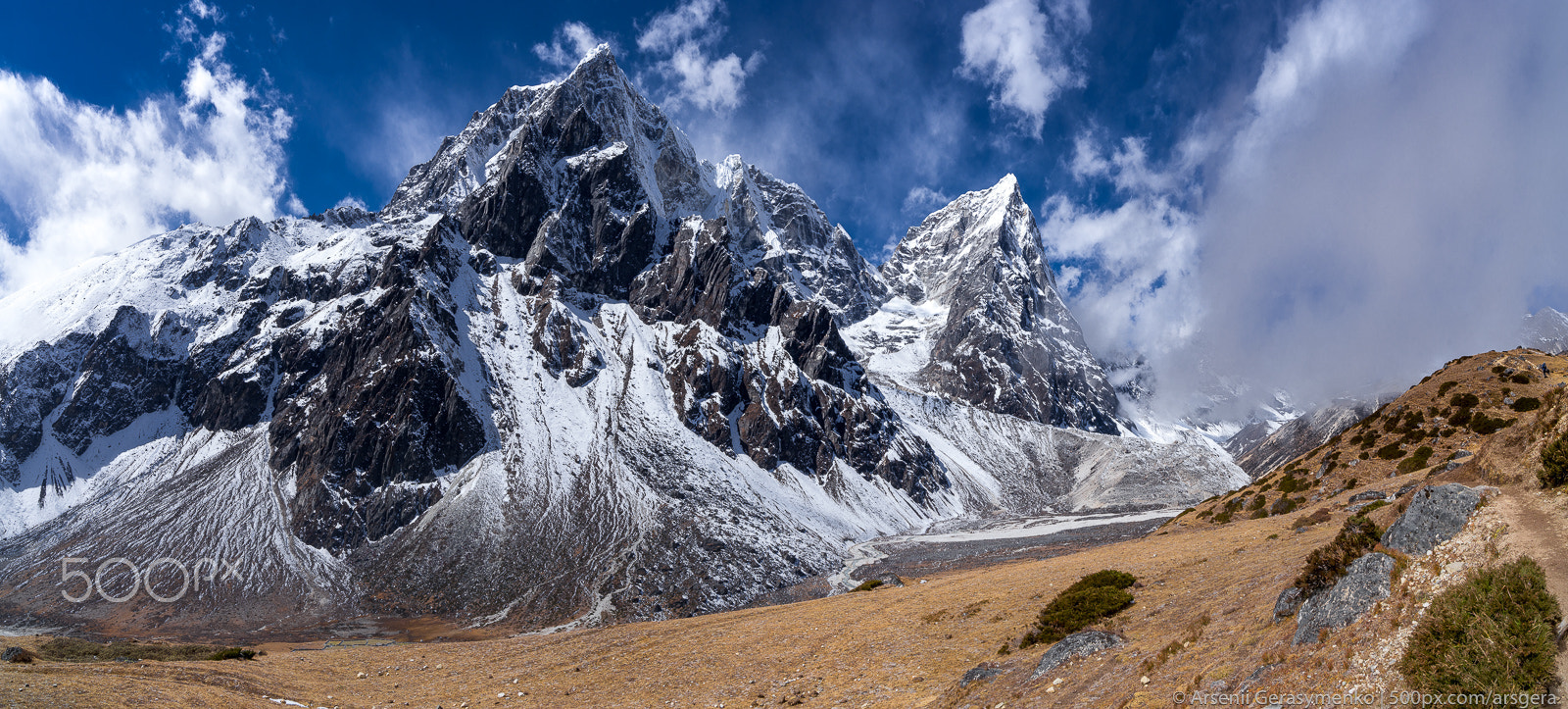 Sony Alpha a99 sample photo. Pheriche valley in himalayas. cholatse summit photography