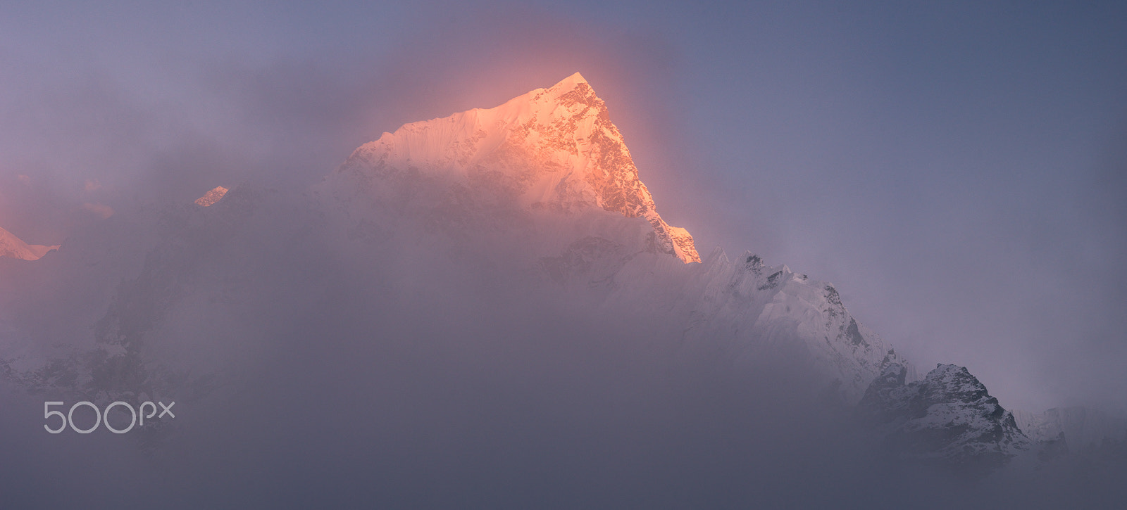 Sony a99 II + Sony Planar T* 85mm F1.4 ZA sample photo. Glowing nuptse summit in himalayas photography