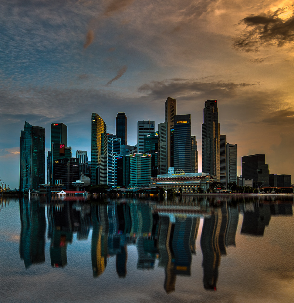 Nikon AF-S Nikkor 16-35mm F4G ED VR sample photo. Singapore cbd at dusk photography