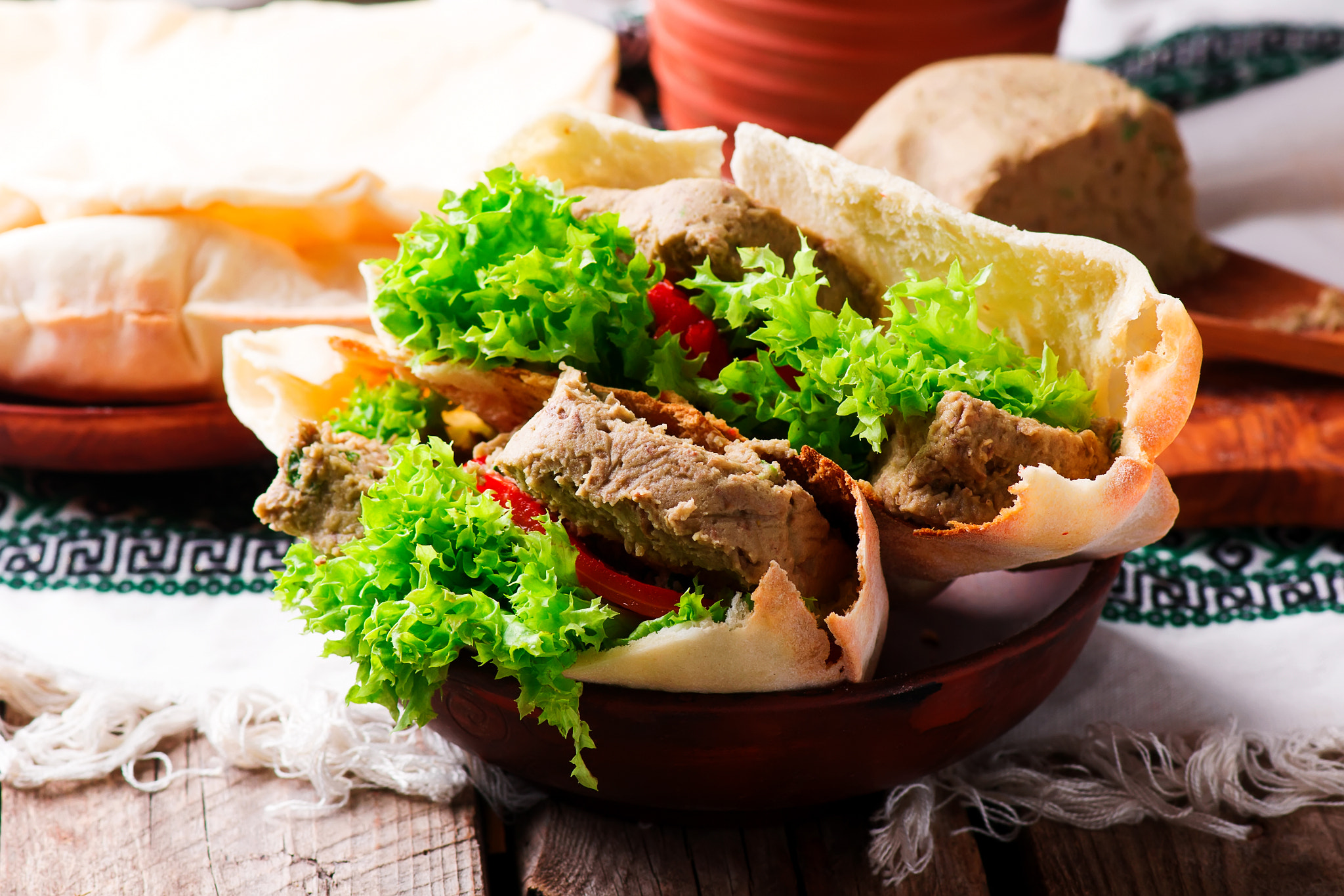 Nikon AF-S Micro-Nikkor 105mm F2.8G IF-ED VR sample photo. Pita bread with veggie pate.selective focus photography