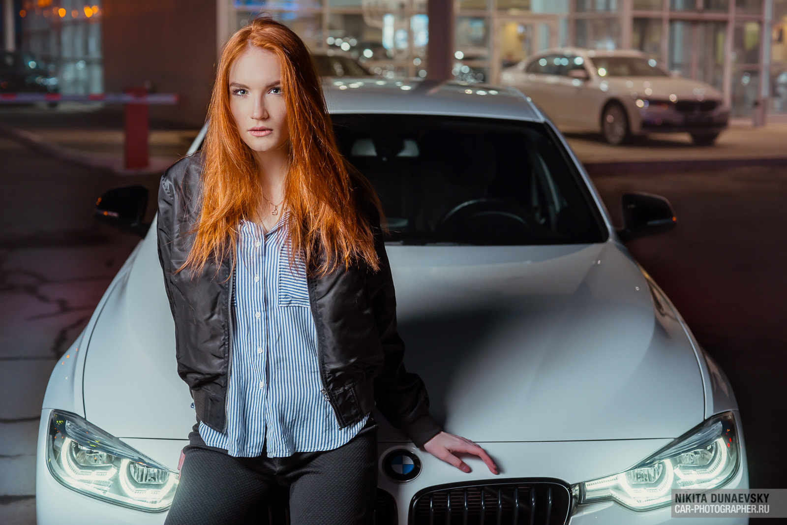 Sony a99 II sample photo. Red hair girl & bmw 3 series photography