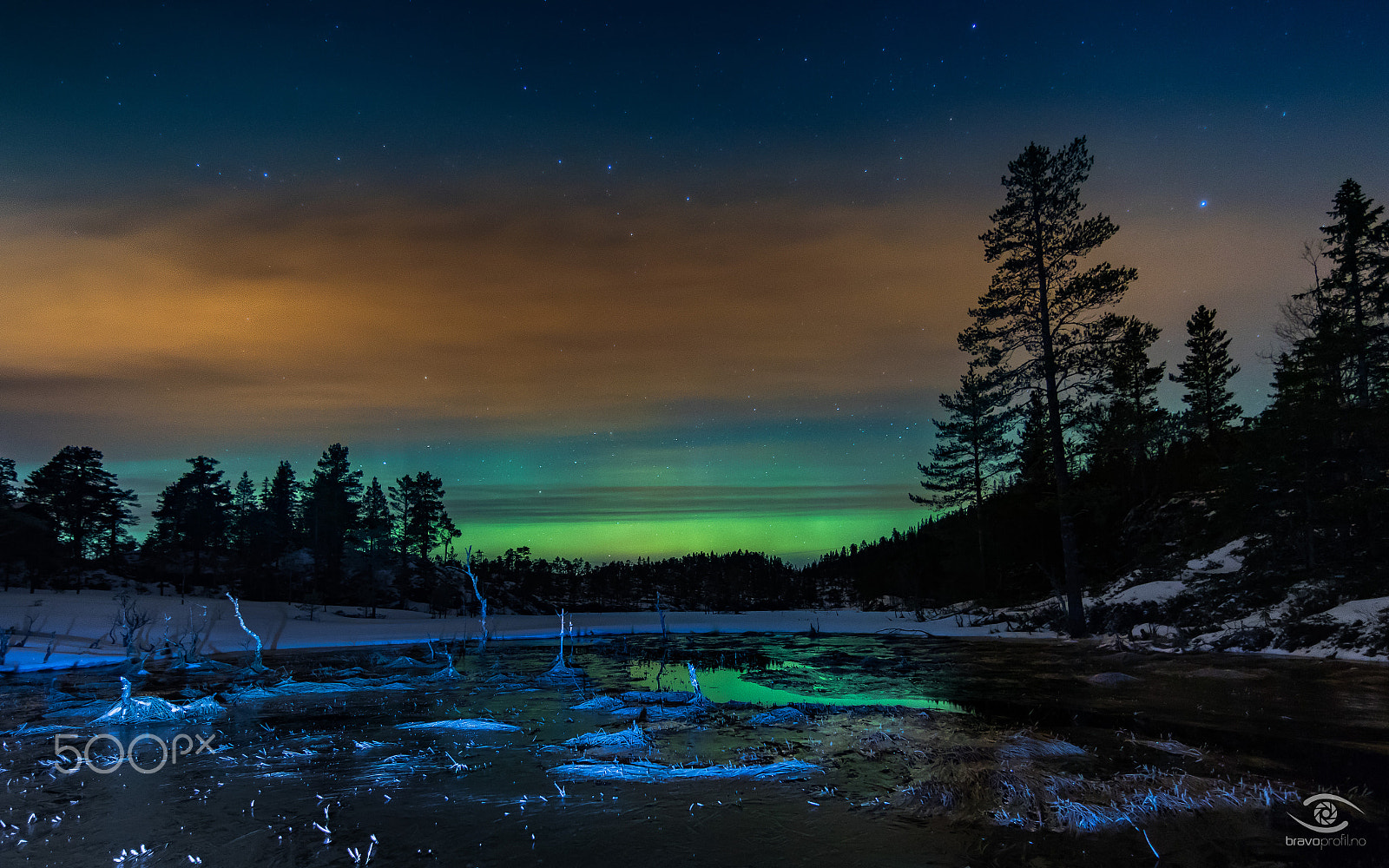 Canon EF 14mm F2.8L II USM sample photo. Aurora and a headlamp photography