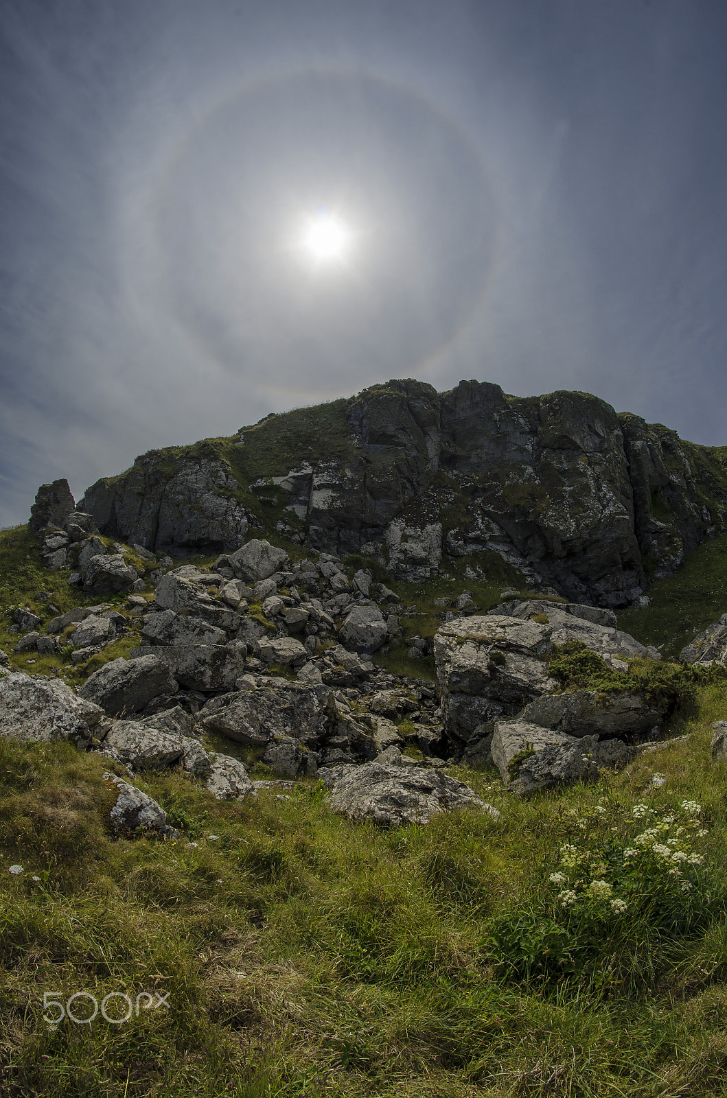 Samyang 8mm F3.5 Aspherical IF MC Fisheye sample photo. Sun ring at pentireglaze, cornwall, uk. photography