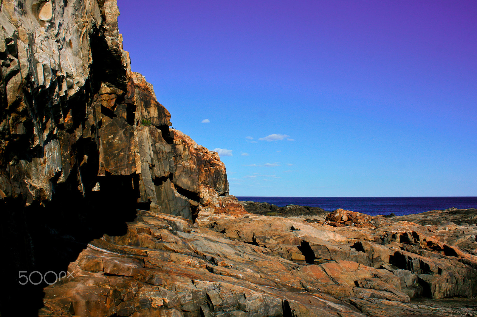 Canon EOS 400D (EOS Digital Rebel XTi / EOS Kiss Digital X) sample photo. Stone rocky shoreline at acadia national park photography