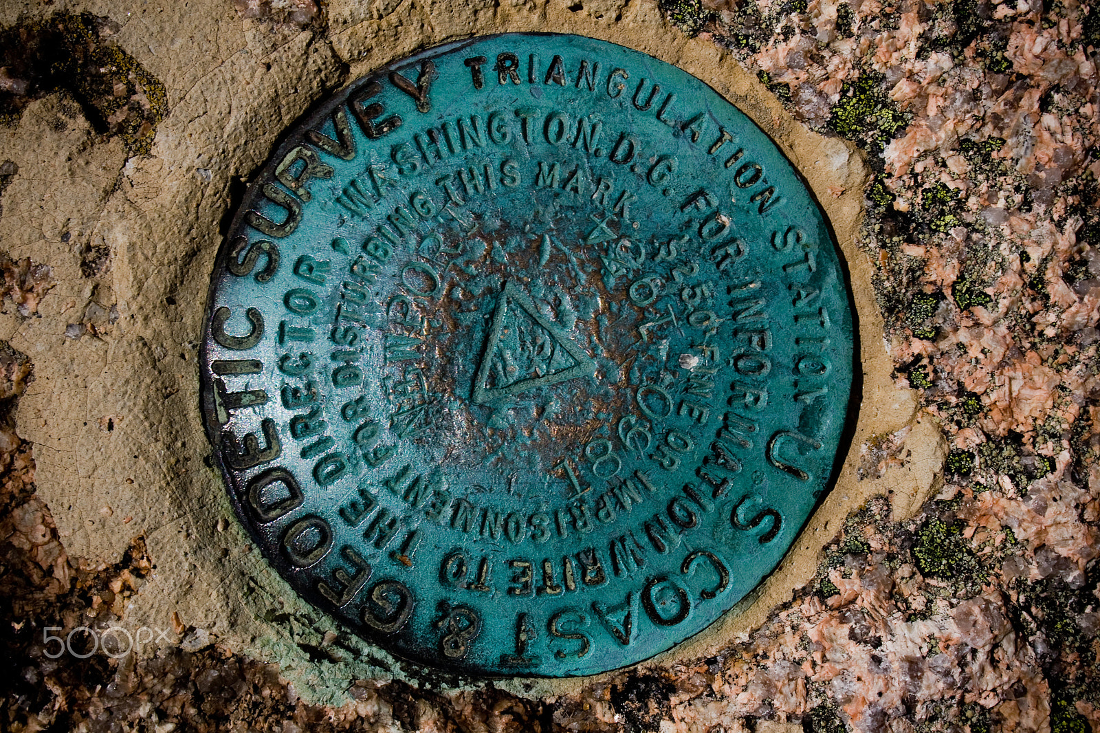 Canon EOS 400D (EOS Digital Rebel XTi / EOS Kiss Digital X) sample photo. Geodetic survey marker at acadia national park photography