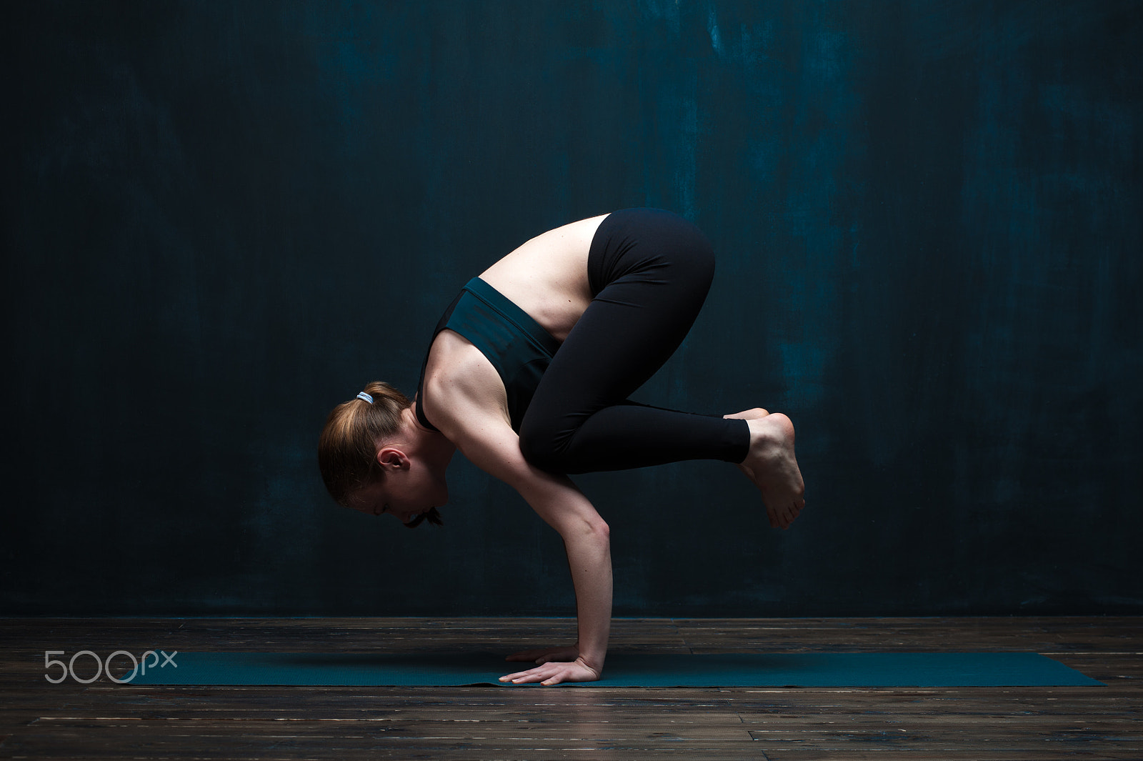 Nikon D700 sample photo. Young sporty woman doing hand standing yoga pose photography