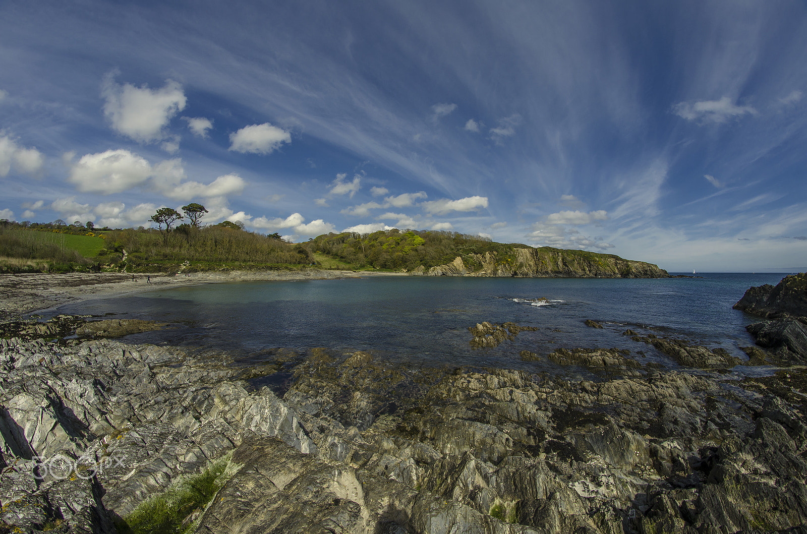 Samyang 8mm F3.5 Aspherical IF MC Fisheye sample photo. Outgoing tide at menabilly, cornwall, uk. photography