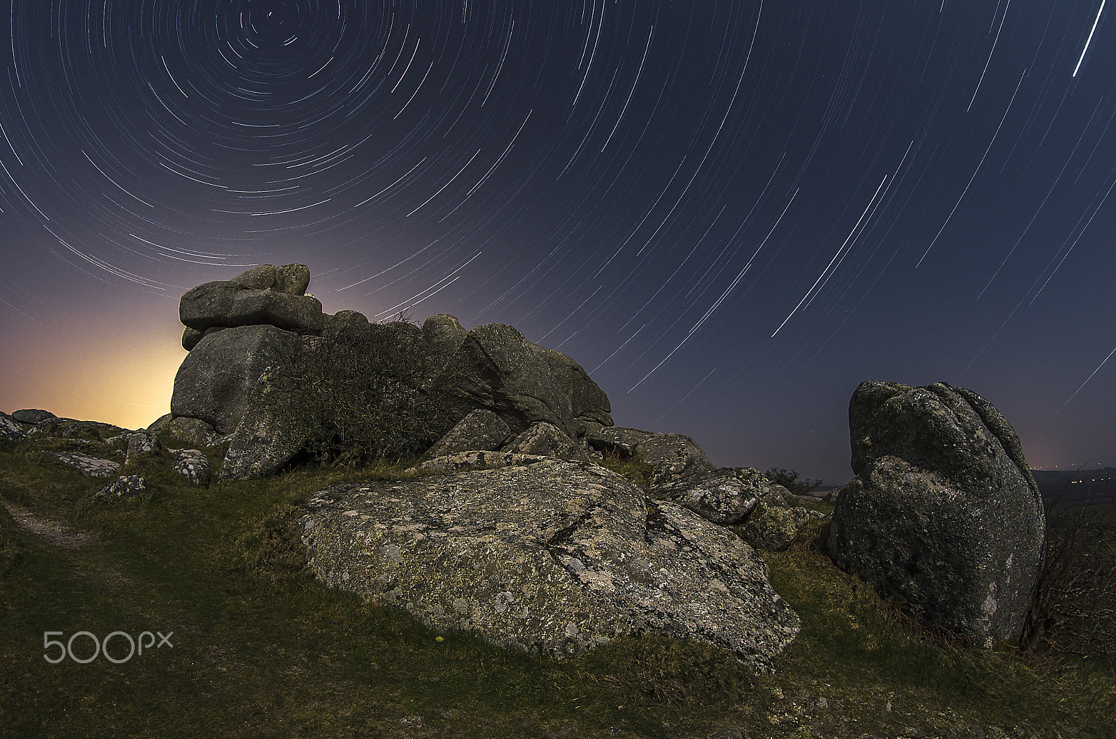 Samyang 8mm F3.5 Aspherical IF MC Fisheye sample photo. Star-trail of helman tor, cornwall, uk. photography