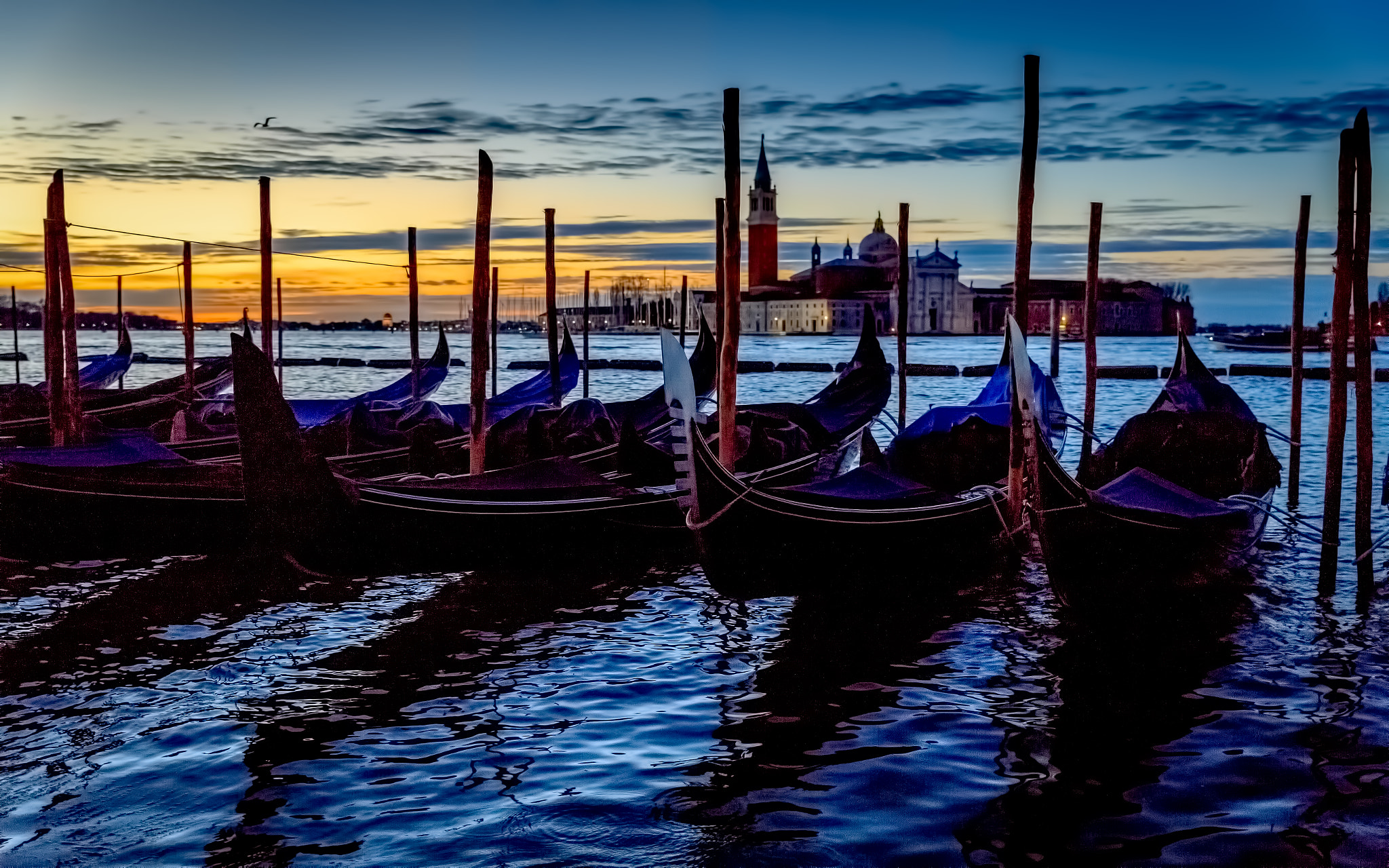 Canon EOS 6D + Sigma 24-70mm F2.8 EX DG Macro sample photo. Venice boats in sunrise photography
