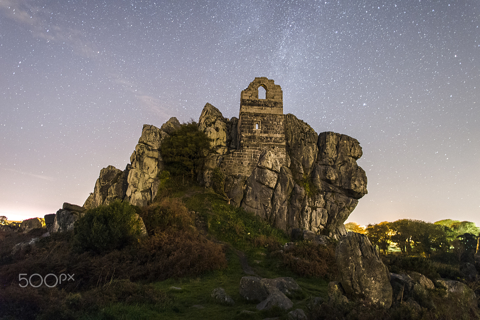 Nikon D4S + Nikon AF-S Nikkor 20mm F1.8G ED sample photo. Night at roche rock, cornwall, uk. photography