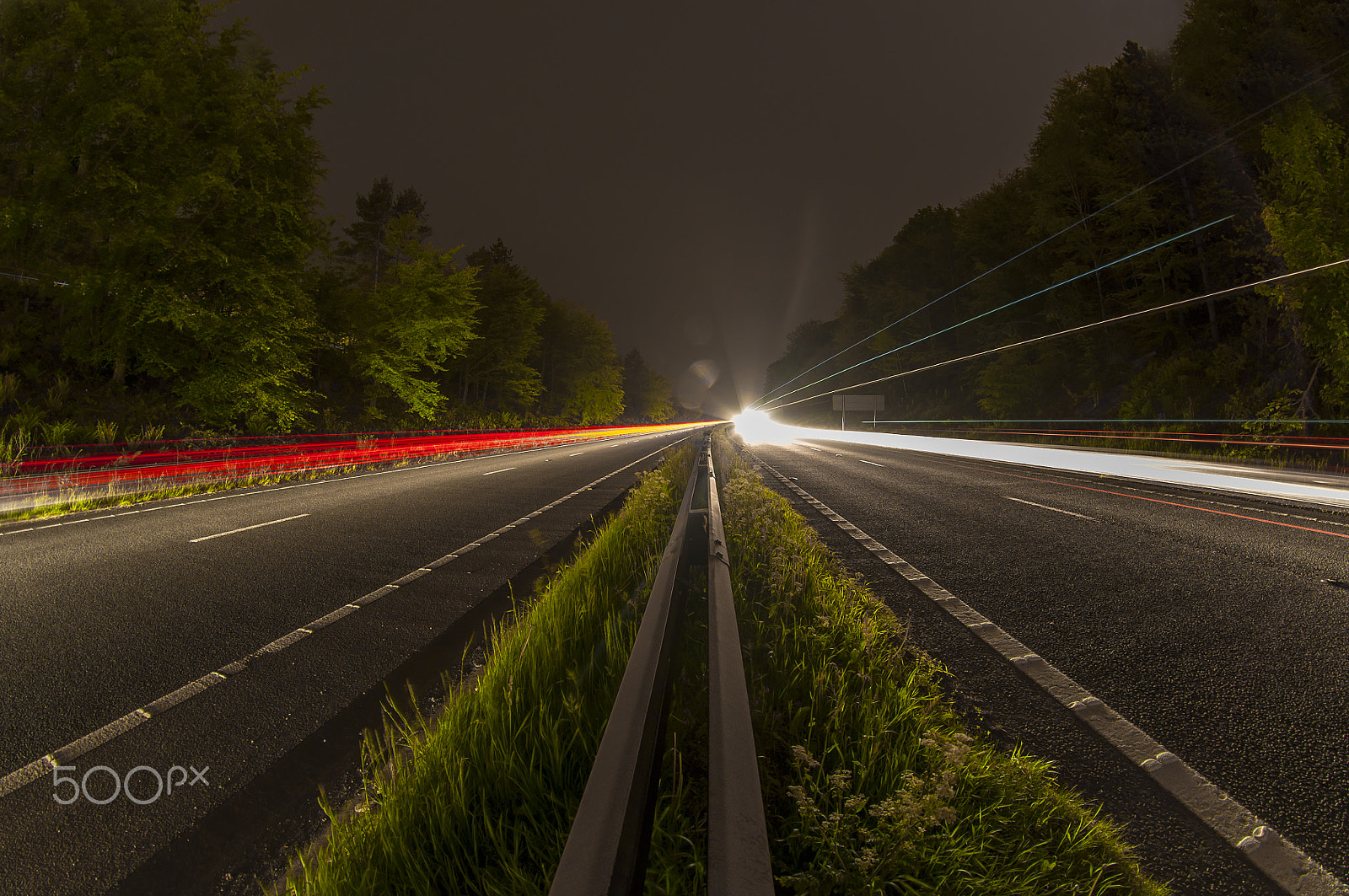 Samyang 8mm F3.5 Aspherical IF MC Fisheye sample photo. Lights of dual carriageway, cornwall, uk. photography