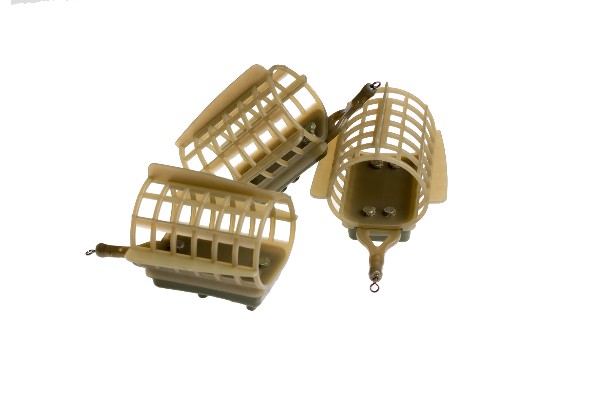 Canon EF-S 60mm F2.8 Macro USM sample photo. Many feeders for fishing on a white background photography